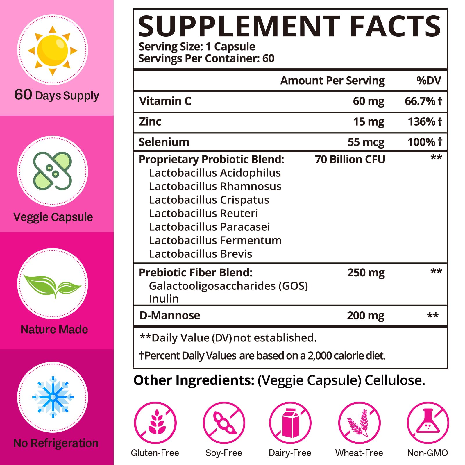 Dmeisy Women's Probiotics 70 Billion CFUs side view
