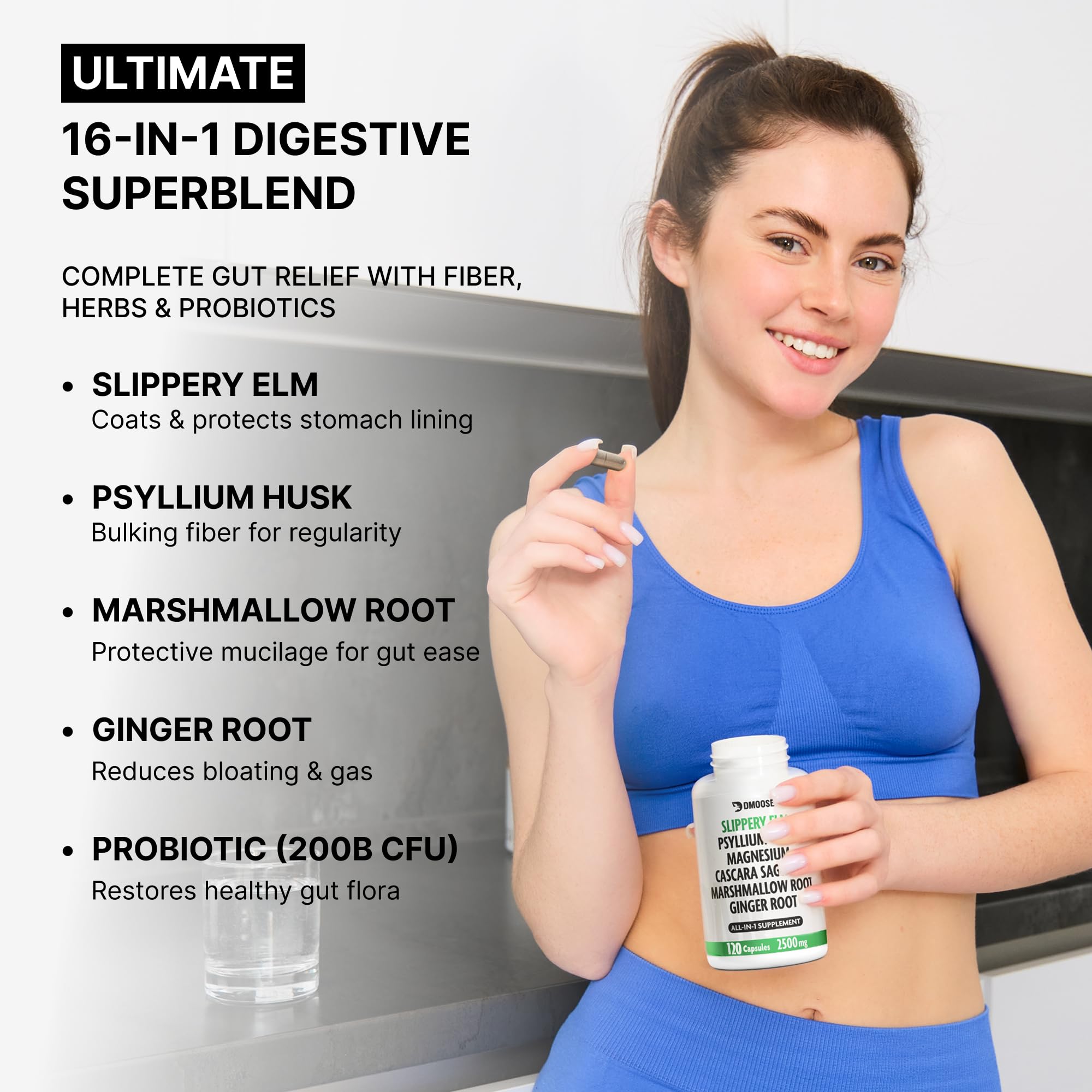 DMoose Fitness Slippery Elm Capsules 600mg packaging