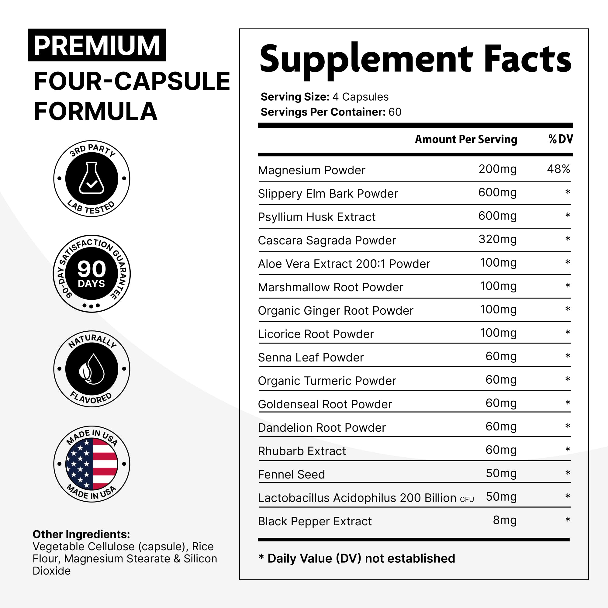 DMoose Fitness Slippery Elm Capsules side view