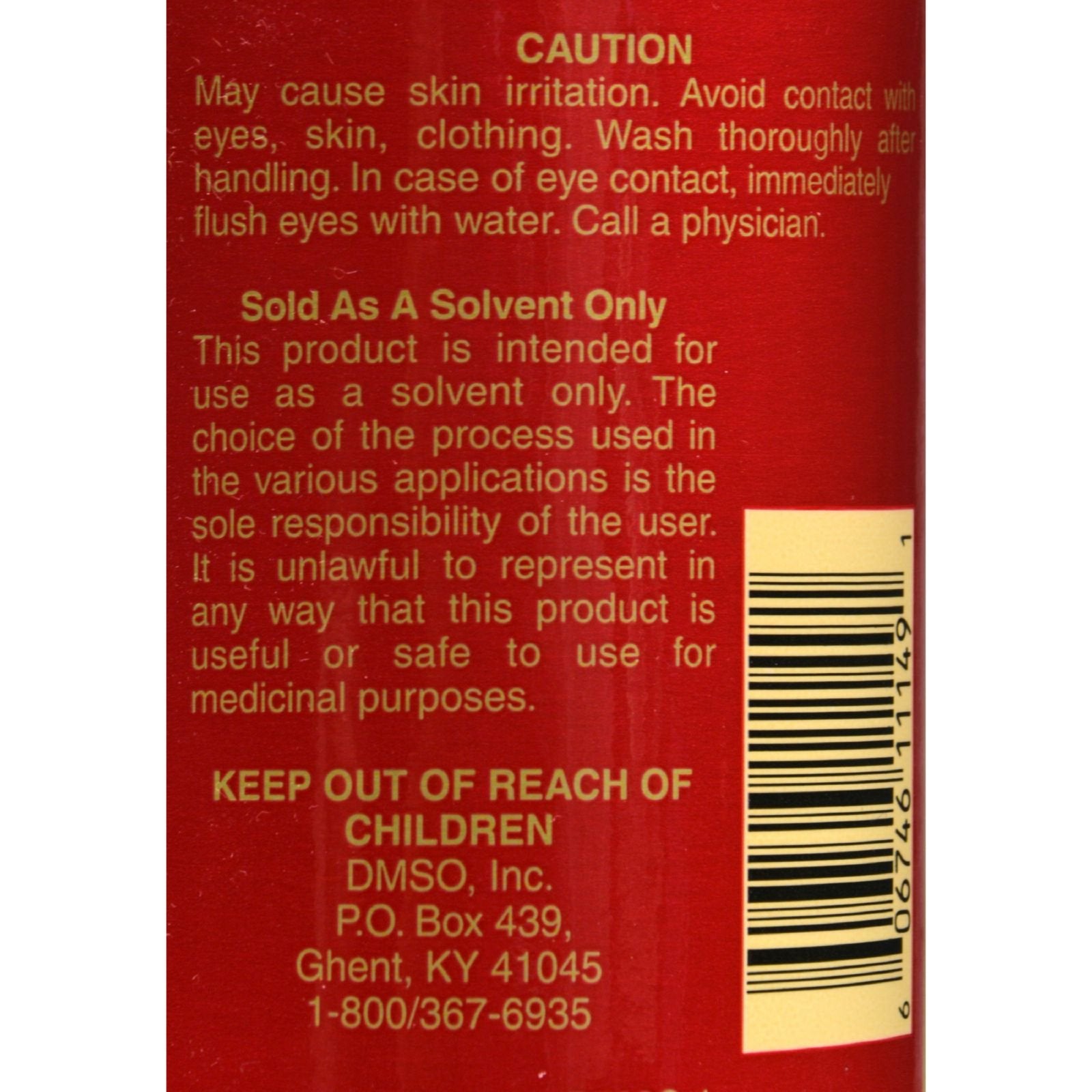 DMSO Liquid Unfragranced 4 oz bottle side view