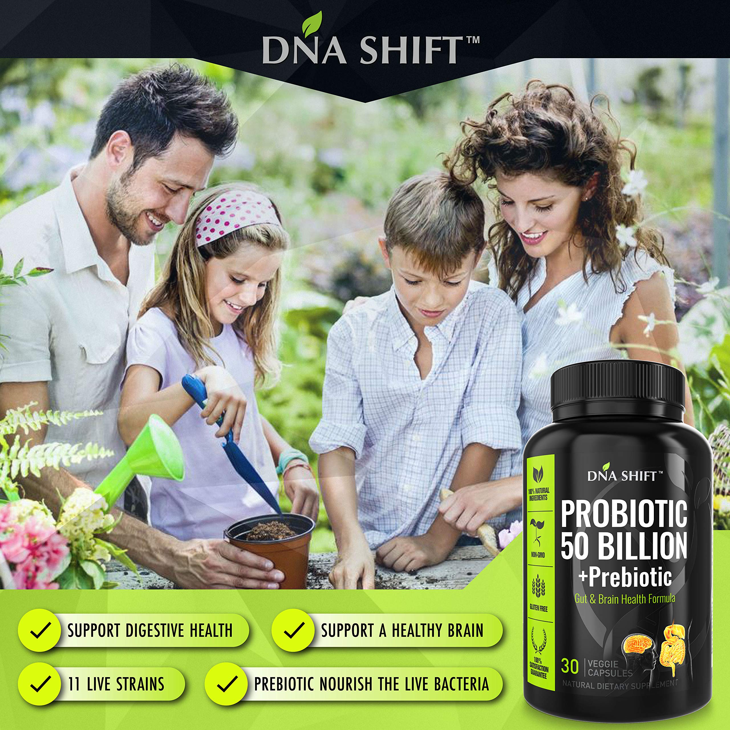 DNA SHIFT Probiotic Supplement Capsules bottle with label