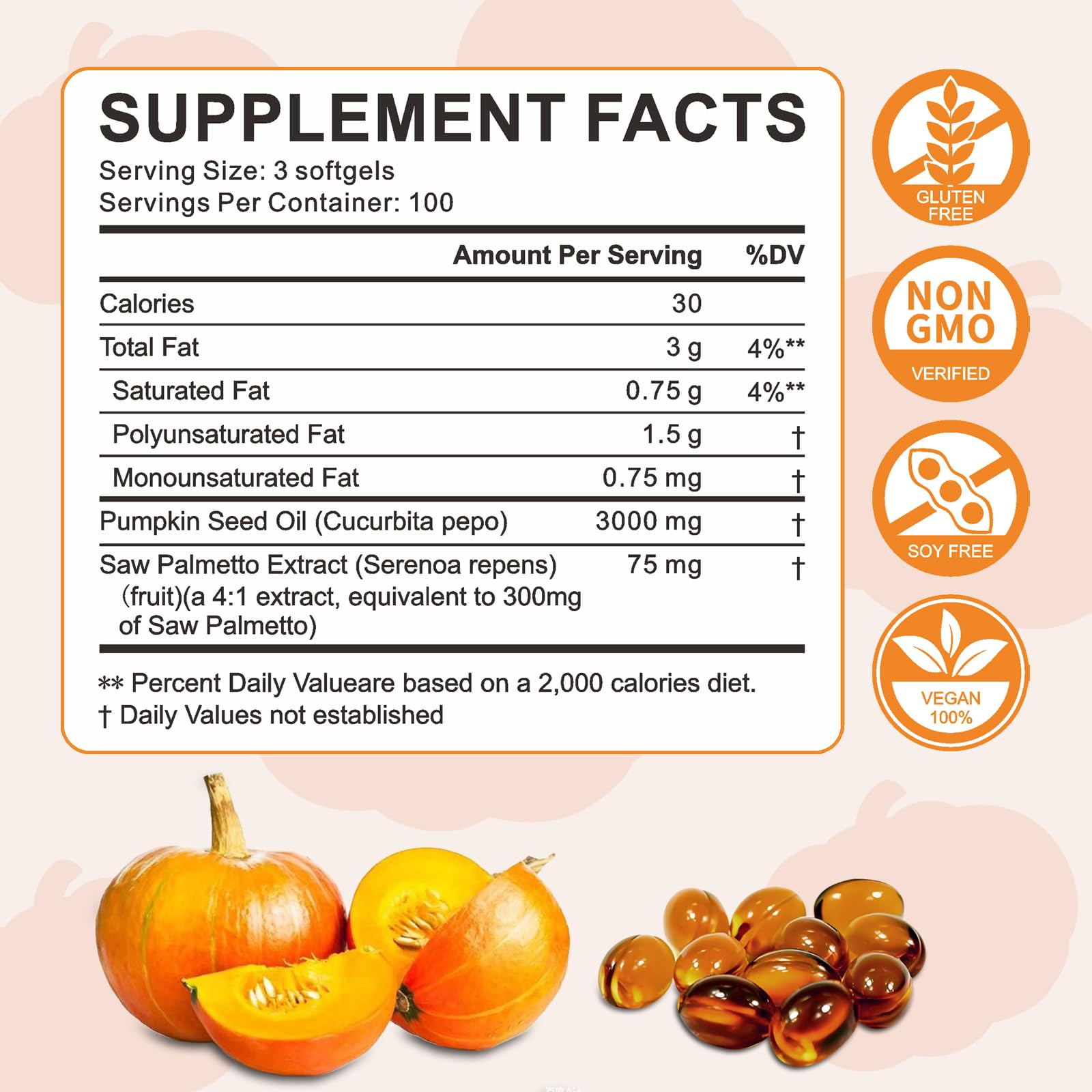 DNOUHN Pumpkin Seed Oil & Saw Palmetto Softgels bottle with label