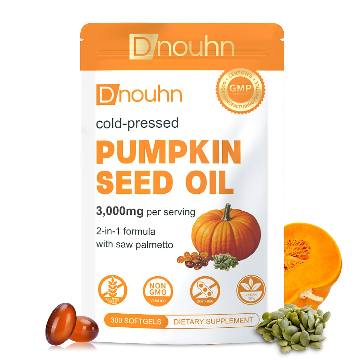DNOUHN Pumpkin Seed Oil & Saw Palmetto Softgels front view
