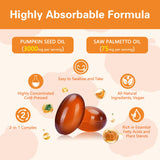 DNOUHN Pumpkin Seed Oil & Saw Palmetto Softgels with water glass