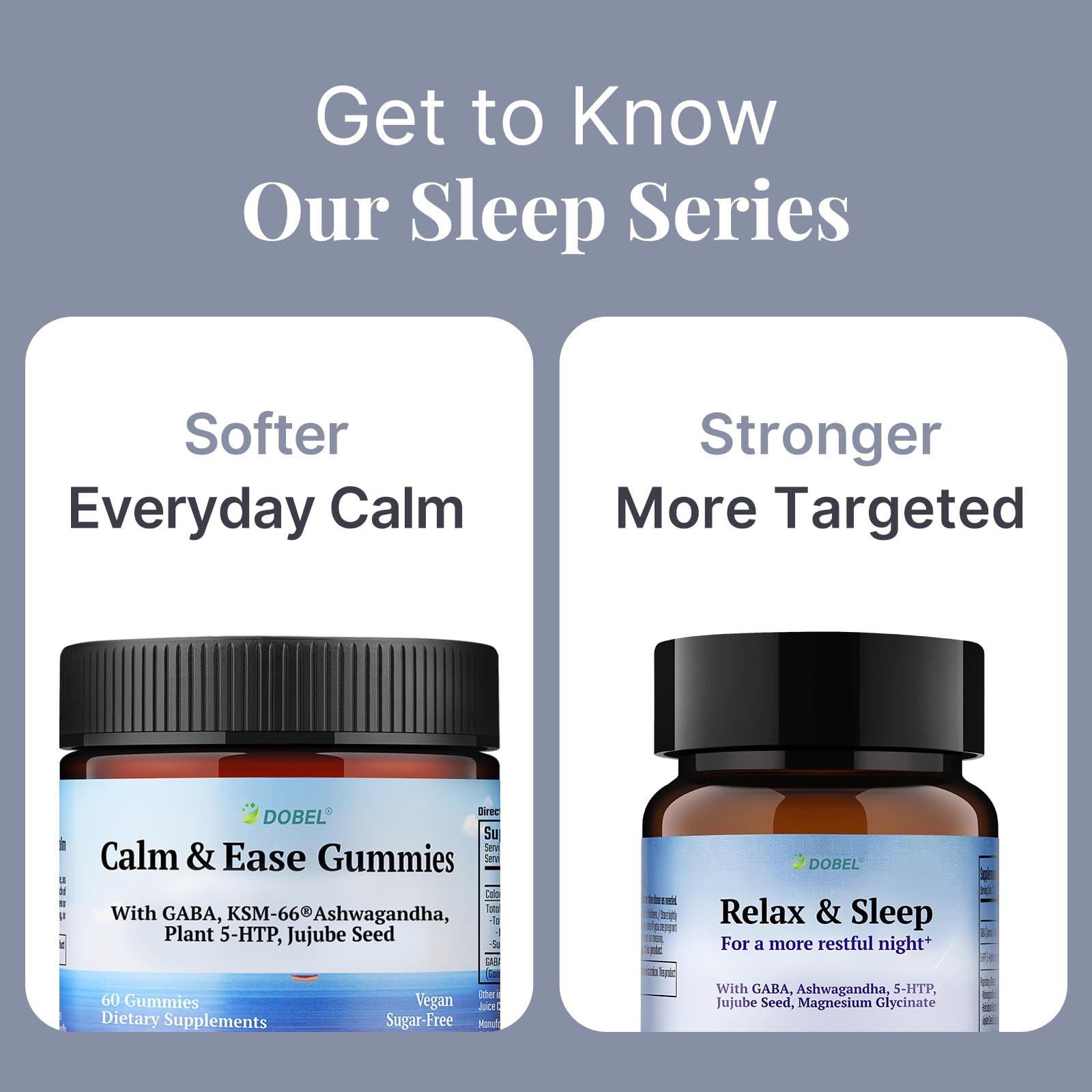 Dobel USA Calm & Sleep Gummies bottle with a measuring spoon