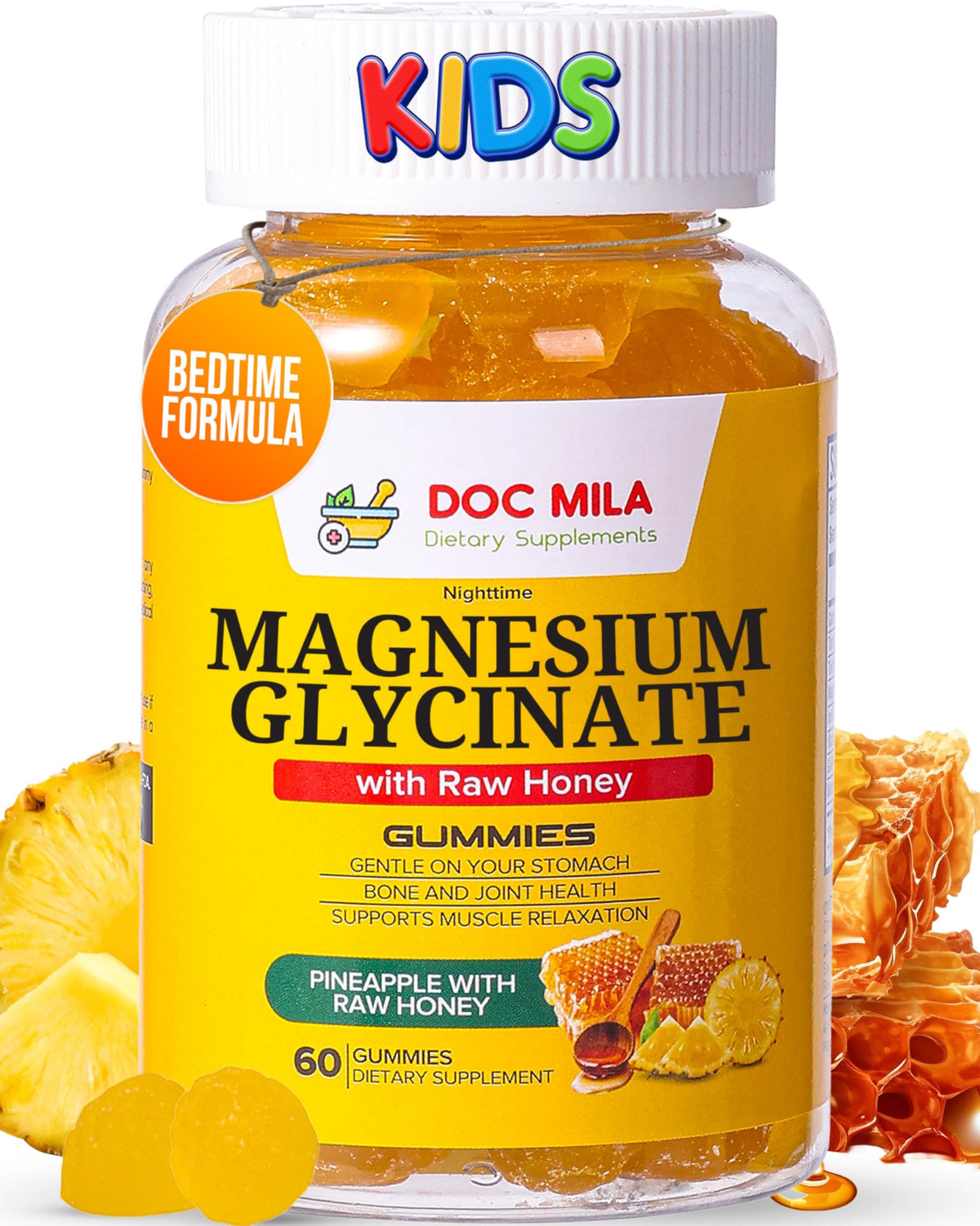 Doc Mila Magnesium Glycinate 209g front view with pineapple flavour
