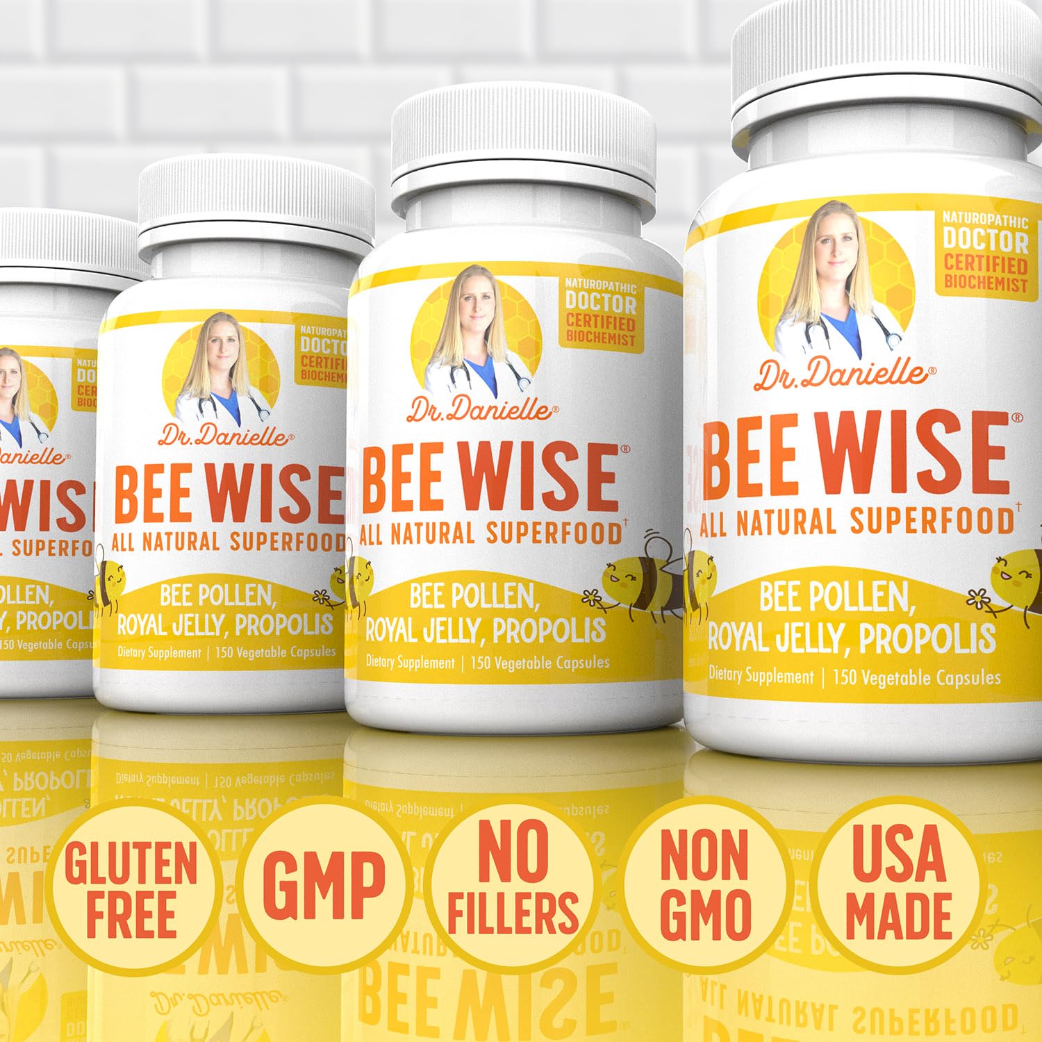 Doctor Danielle Bee Wise Royal Jelly Supplement capsule close-up
