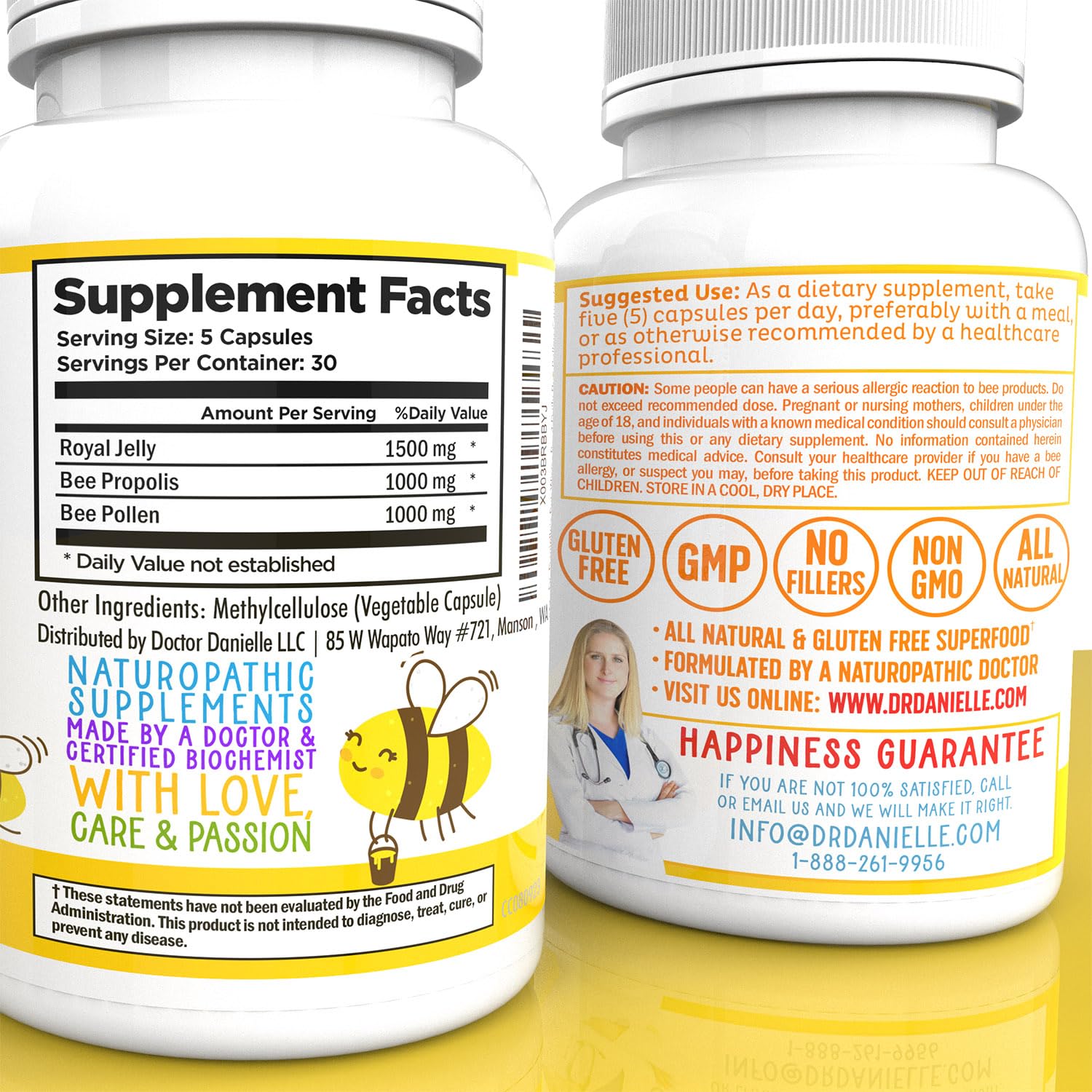 Doctor Danielle Bee Wise Royal Jelly Supplement in natural setting