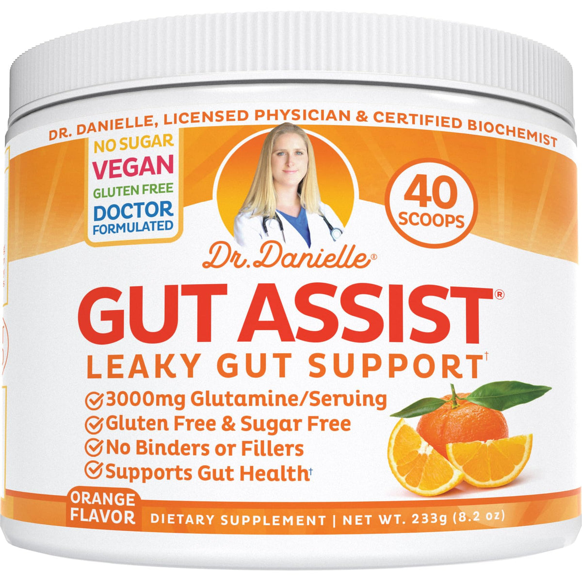Doctor Danielle Gut Assist L-Glutamine powder front view