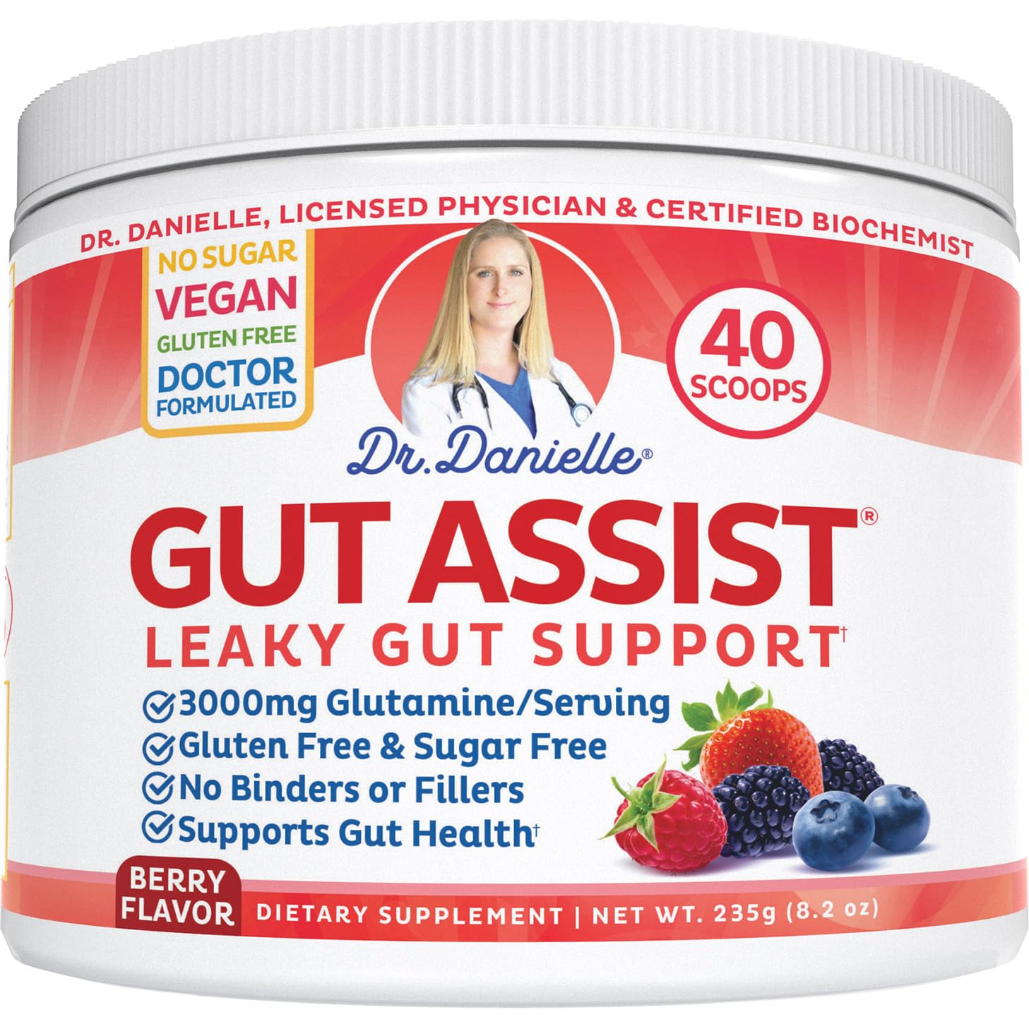 Doctor Danielle Gut Assist L-Glutamine Powder front view
