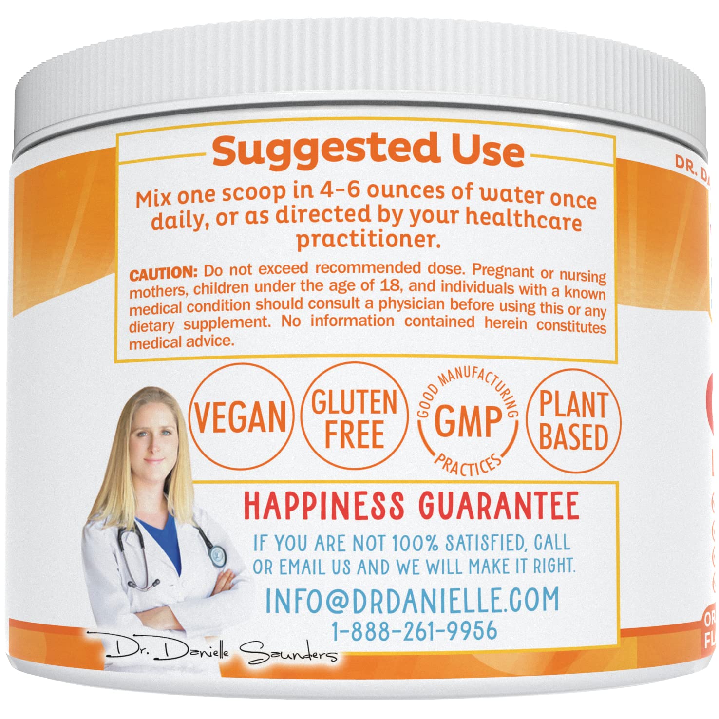 Doctor Danielle Gut Assist L-Glutamine powder in a glass