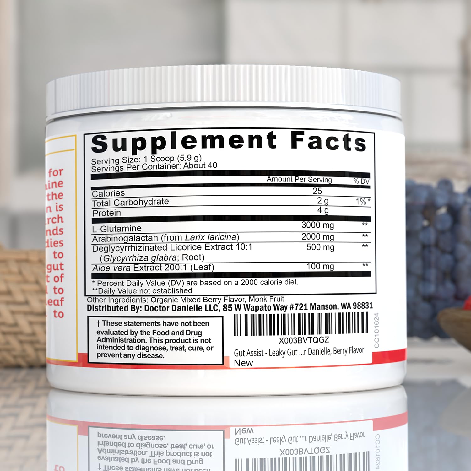 Doctor Danielle Gut Assist L-Glutamine Powder nutritional information