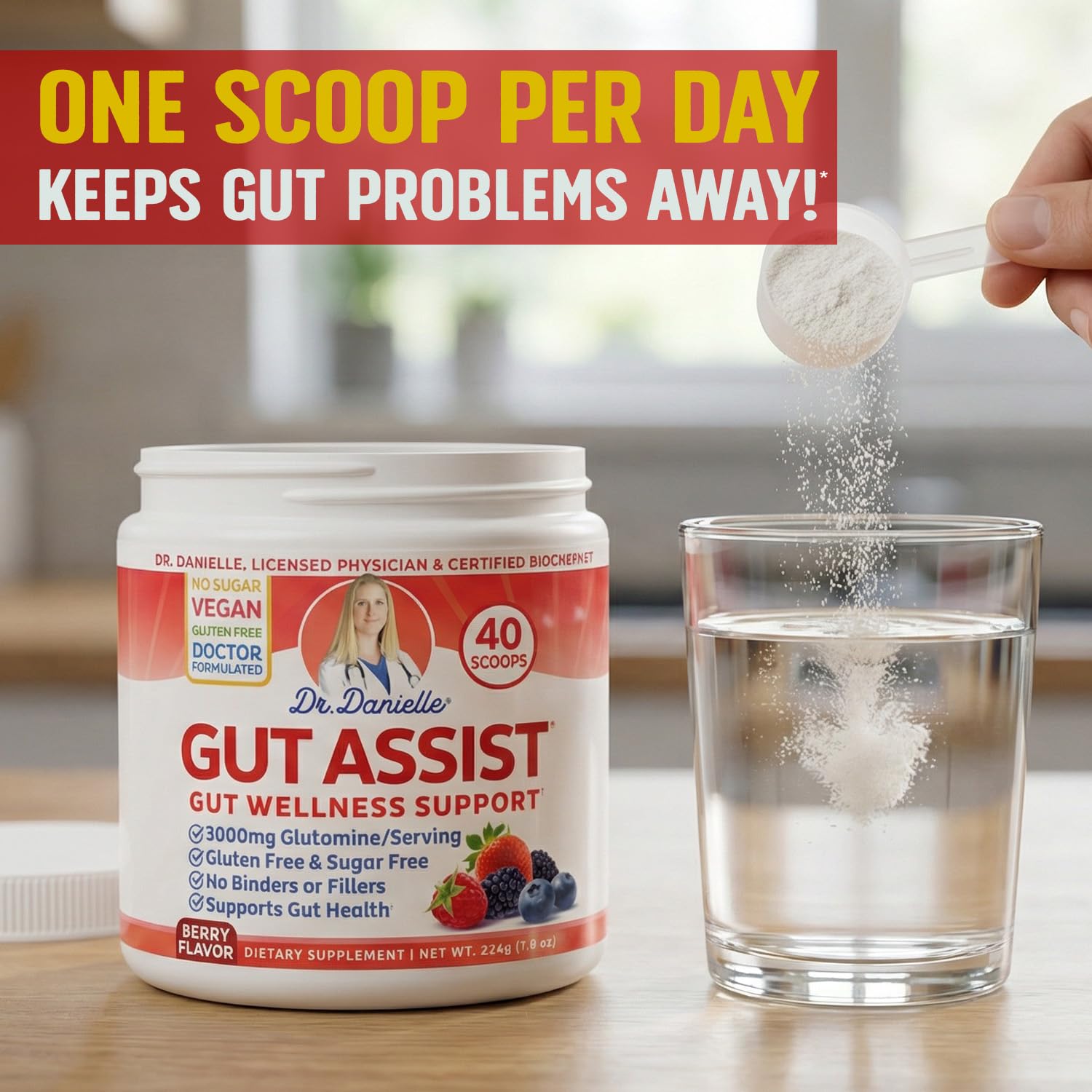 Doctor Danielle Gut Assist L-Glutamine Powder packaging