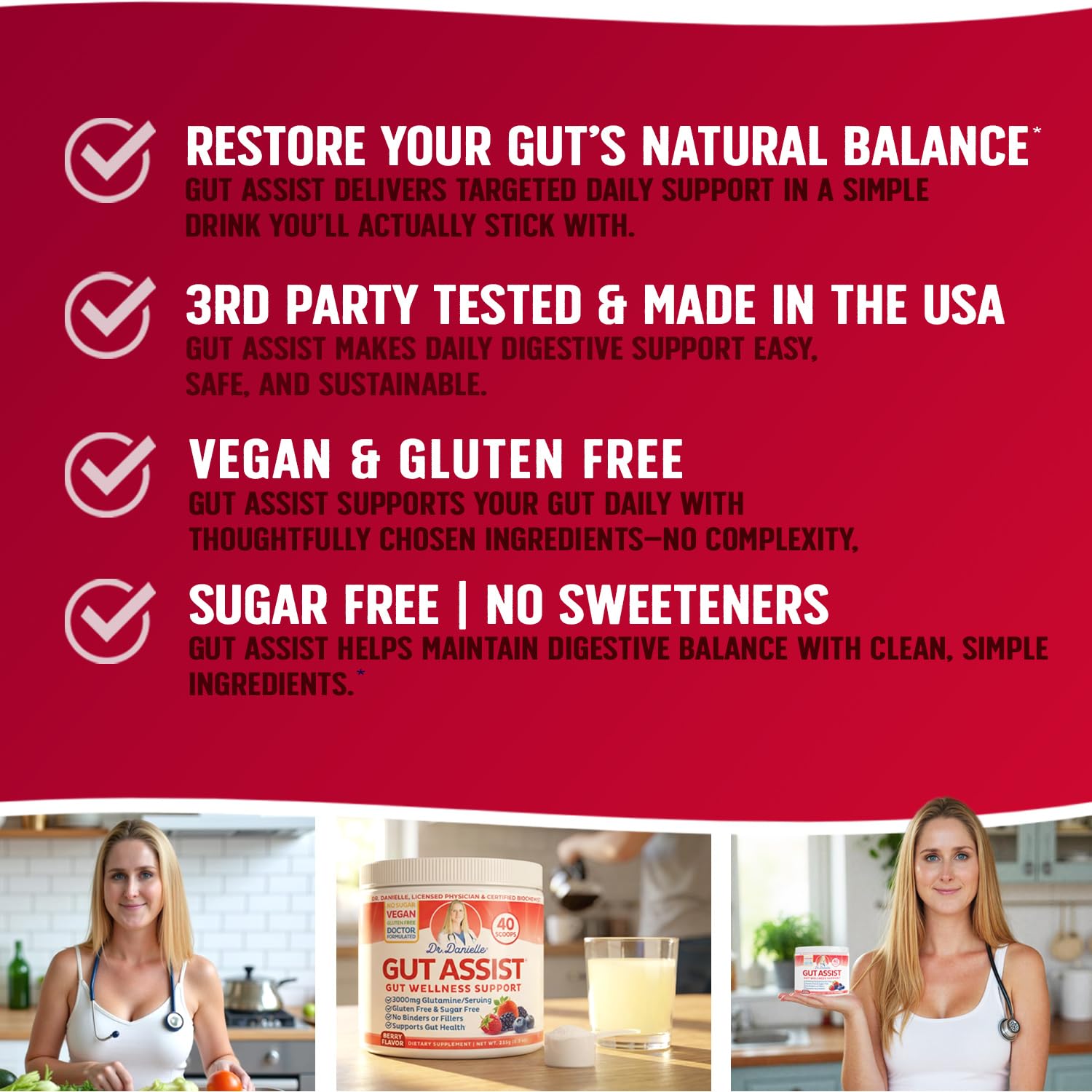 Doctor Danielle Gut Assist L-Glutamine Powder scoop