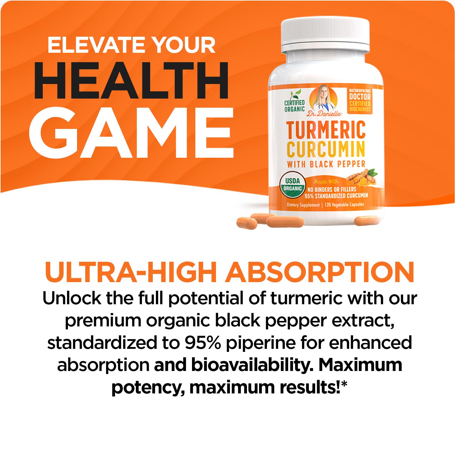 Doctor Danielle Organic Turmeric Curcumin Capsules side view