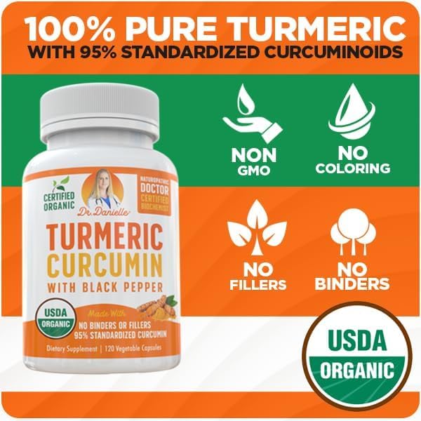 Doctor Danielle Organic Turmeric Curcumin Capsules with measuring spoon