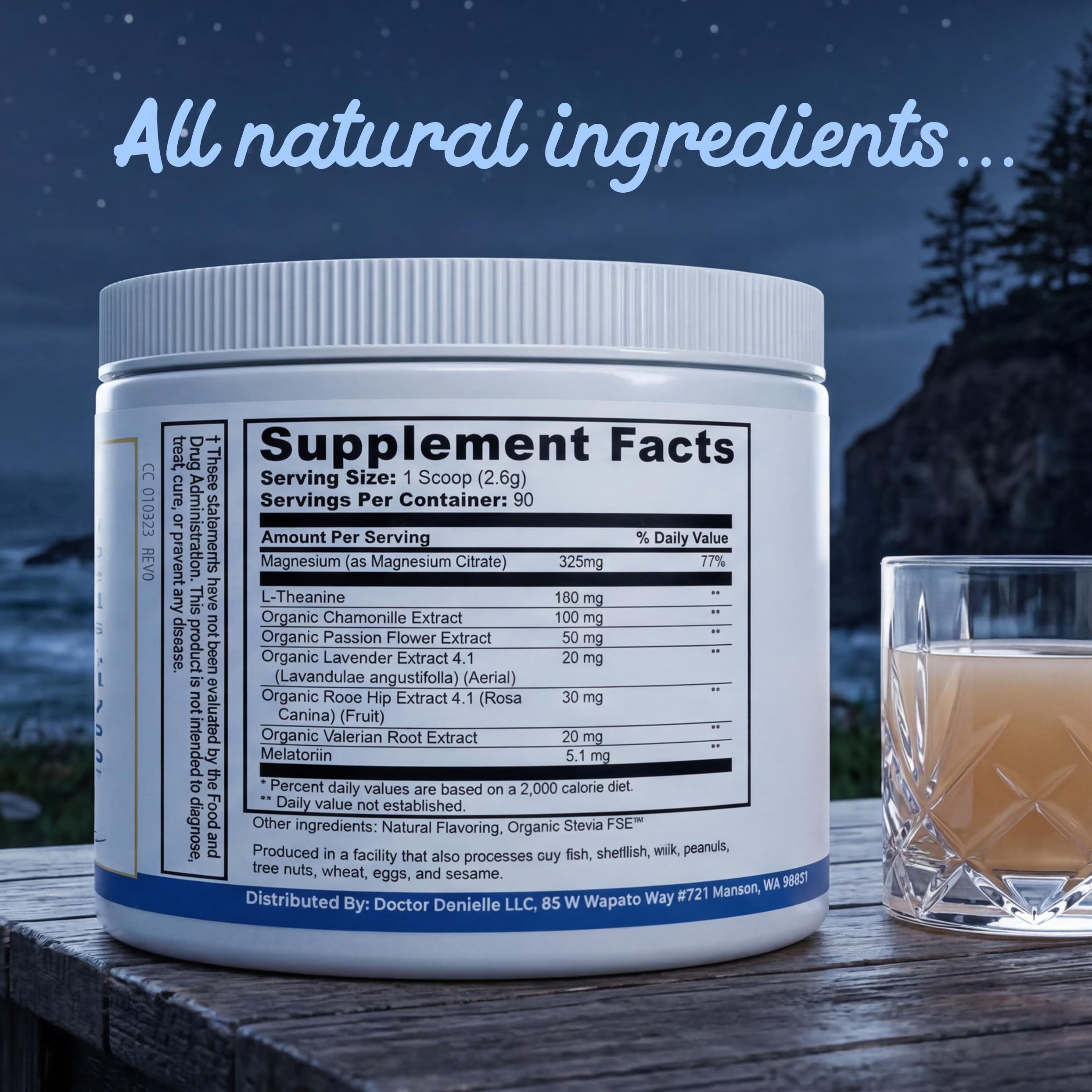 Doctor Danielle Sleep Supplement Drink Mix ingredients list