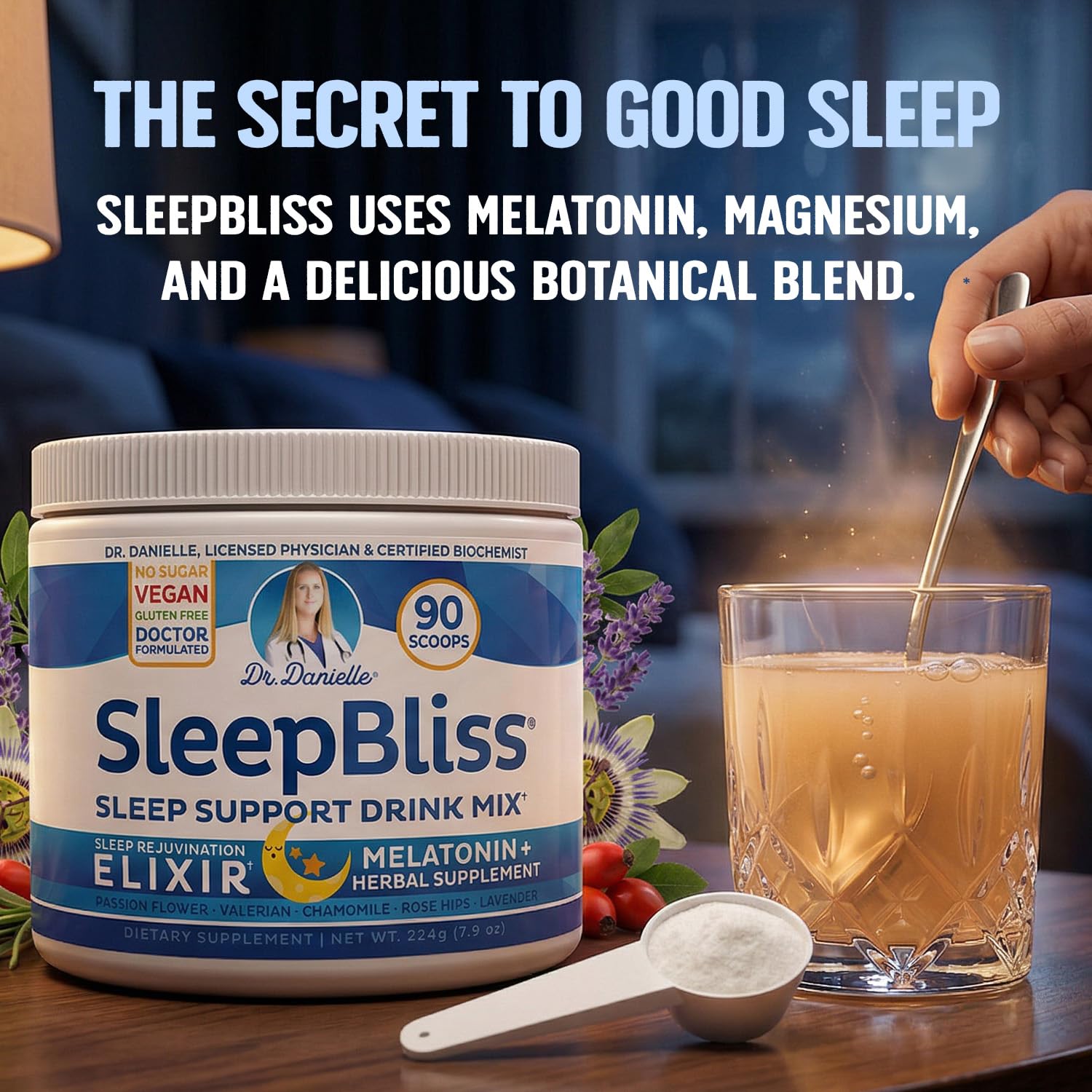 Doctor Danielle Sleep Supplement Drink Mix lifestyle scene