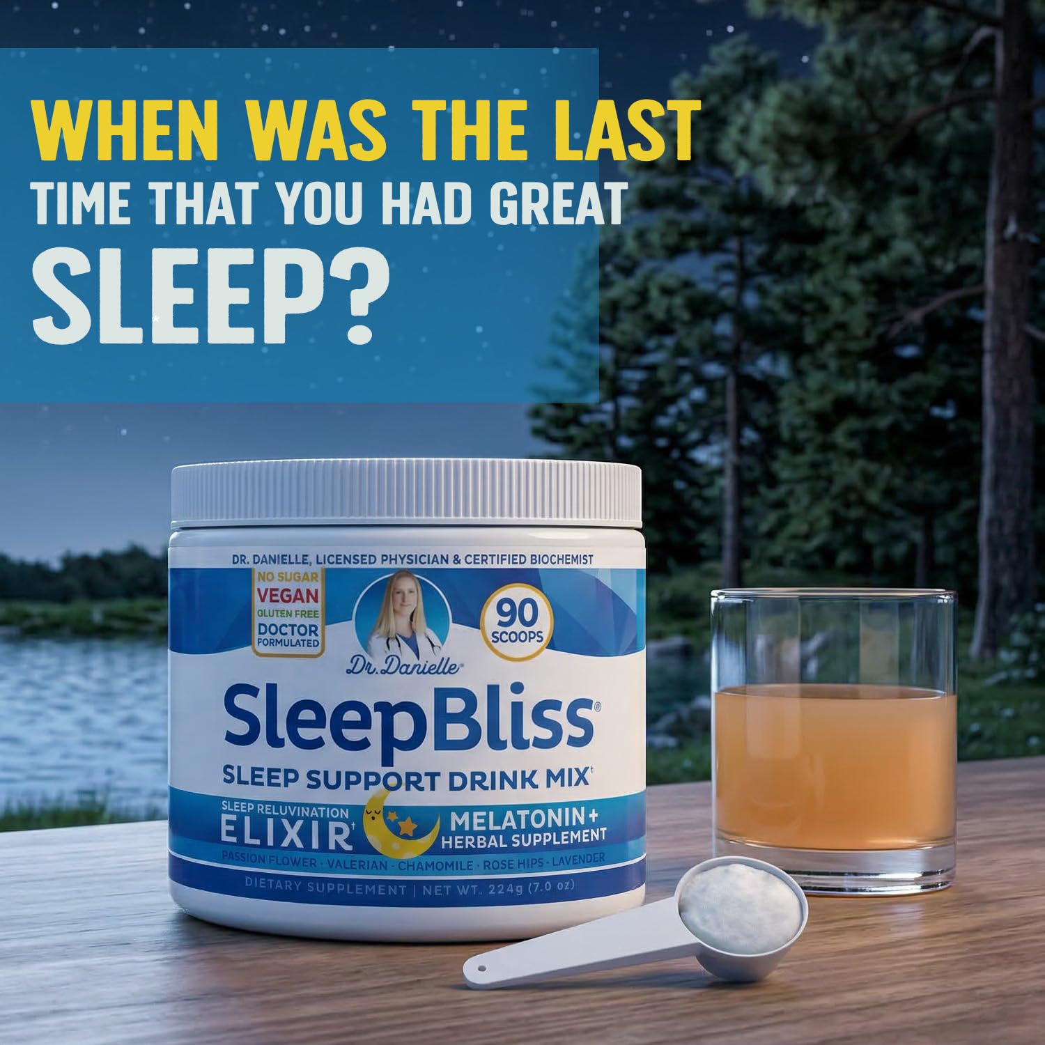 Doctor Danielle Sleep Supplement Drink Mix packaging side view