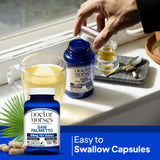 Doctor Morse's Saw Palmetto 500mg supplement capsules on a wooden table