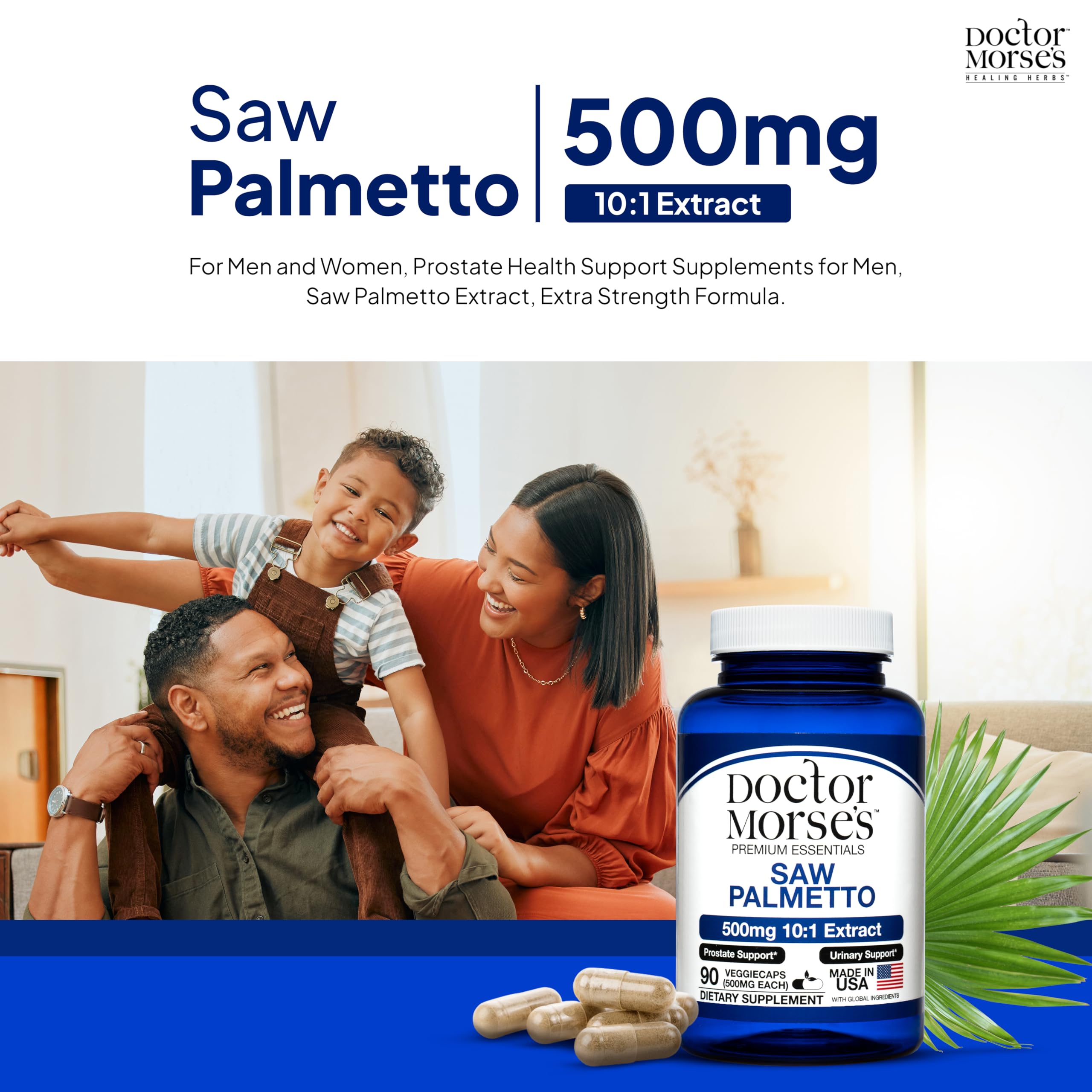 Doctor Morse's Saw Palmetto 500mg supplement side view