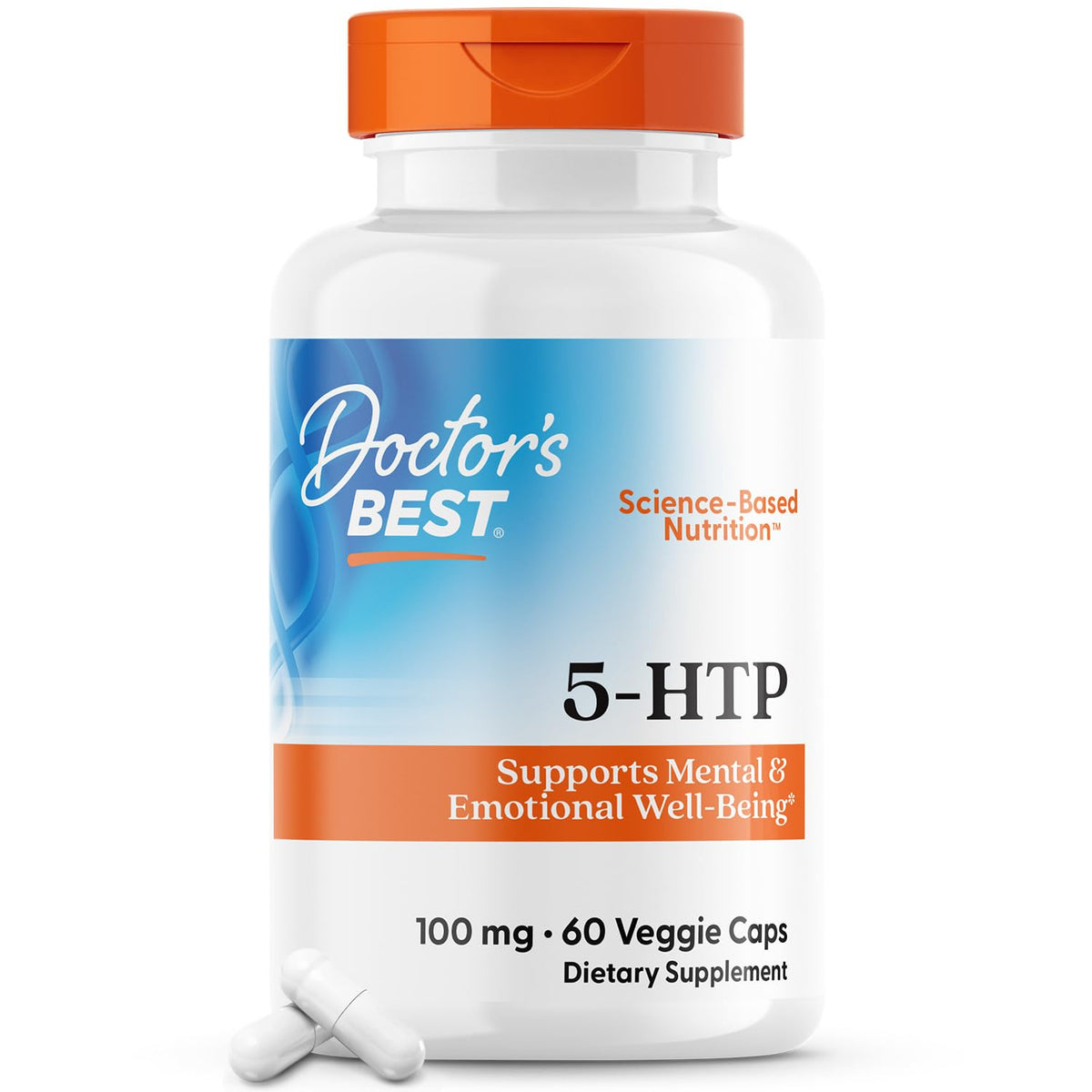 Doctor's BEST 5-HTP 100 mg vegan capsules front view