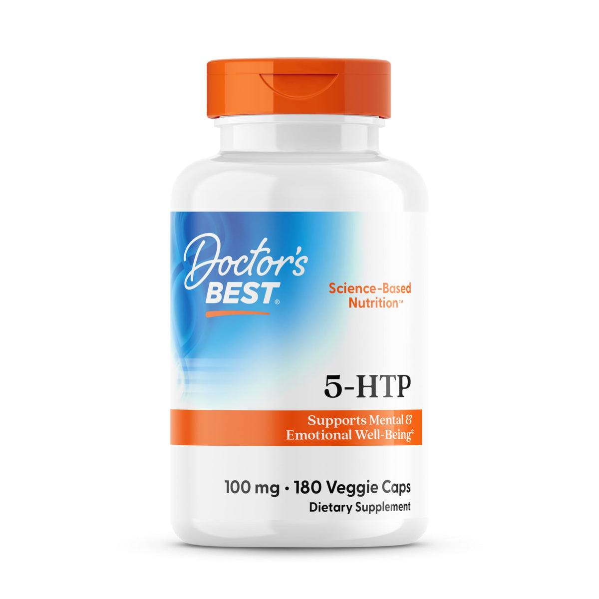 Doctor's BEST 5-HTP Supplement 100mg 180 Capsules front view