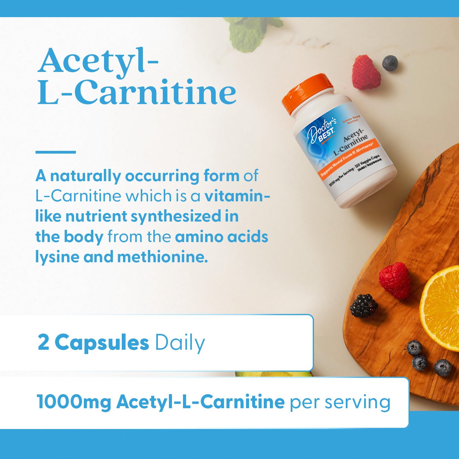 Doctor's BEST Acetyl L-Carnitine 1000mg supplement capsule close-up