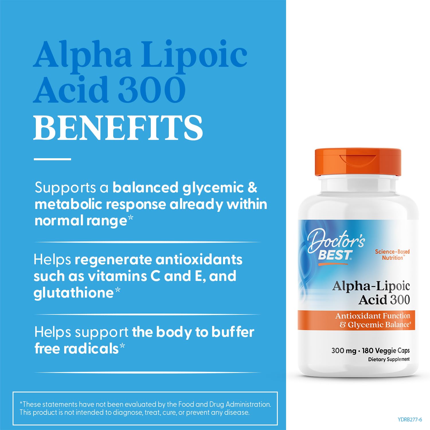 Doctor's BEST Alpha Lipoic Acid Supplement 300mg back view