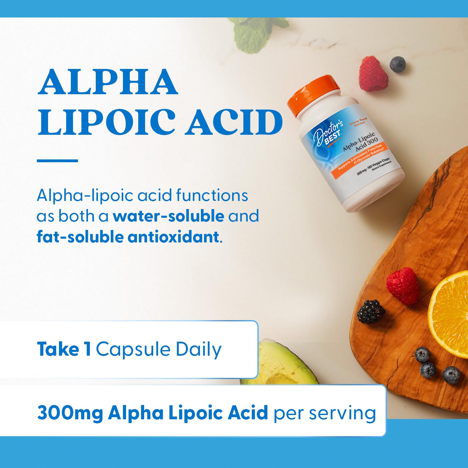 Doctor's BEST Alpha Lipoic Acid Supplement 300mg capsule close-up
