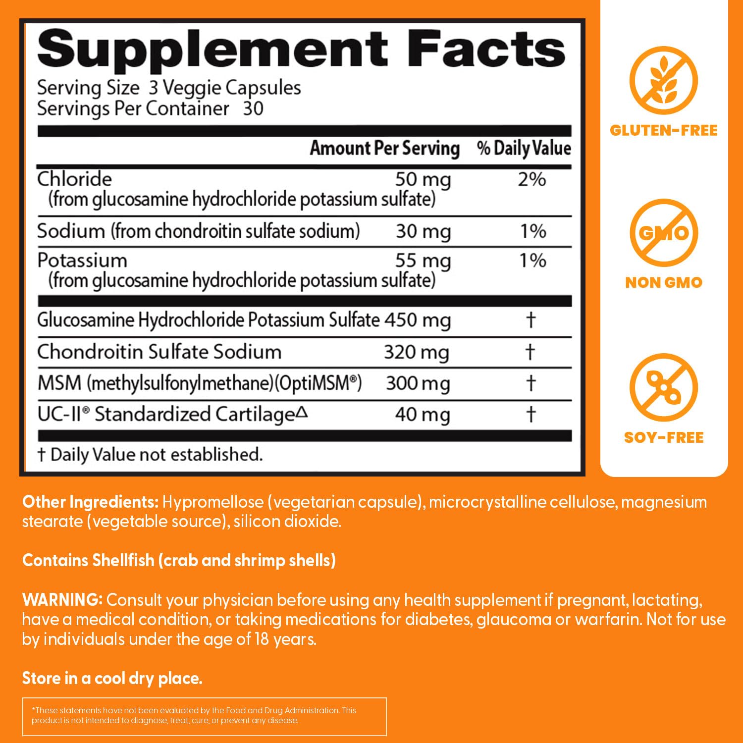 Doctor's BEST Chondroitin & Glucosamine supplement bottle side view