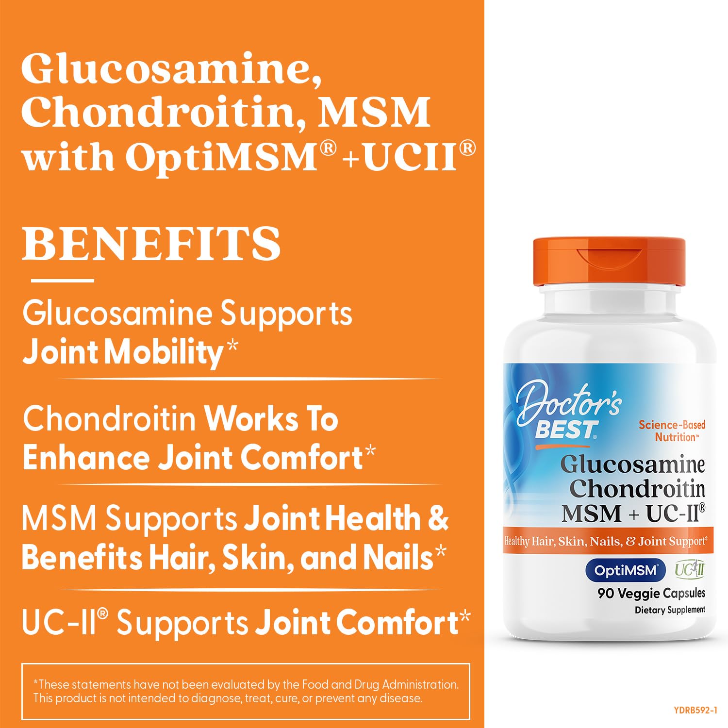 Doctor's BEST Chondroitin & Glucosamine supplement capsules close-up
