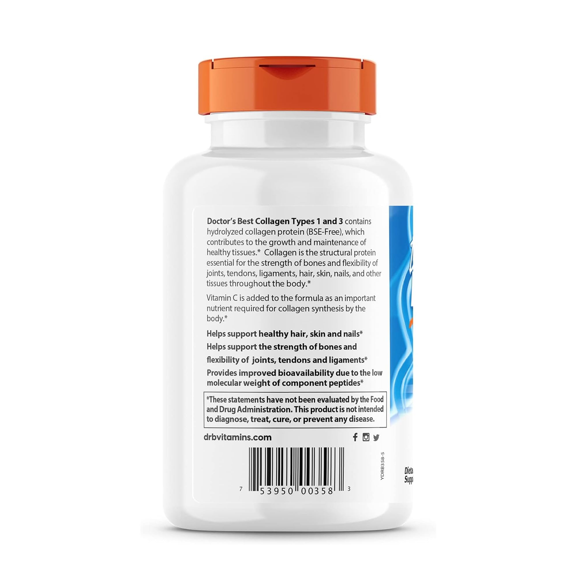 Doctor's BEST Collagen Supplement 3000mg side view of packaging