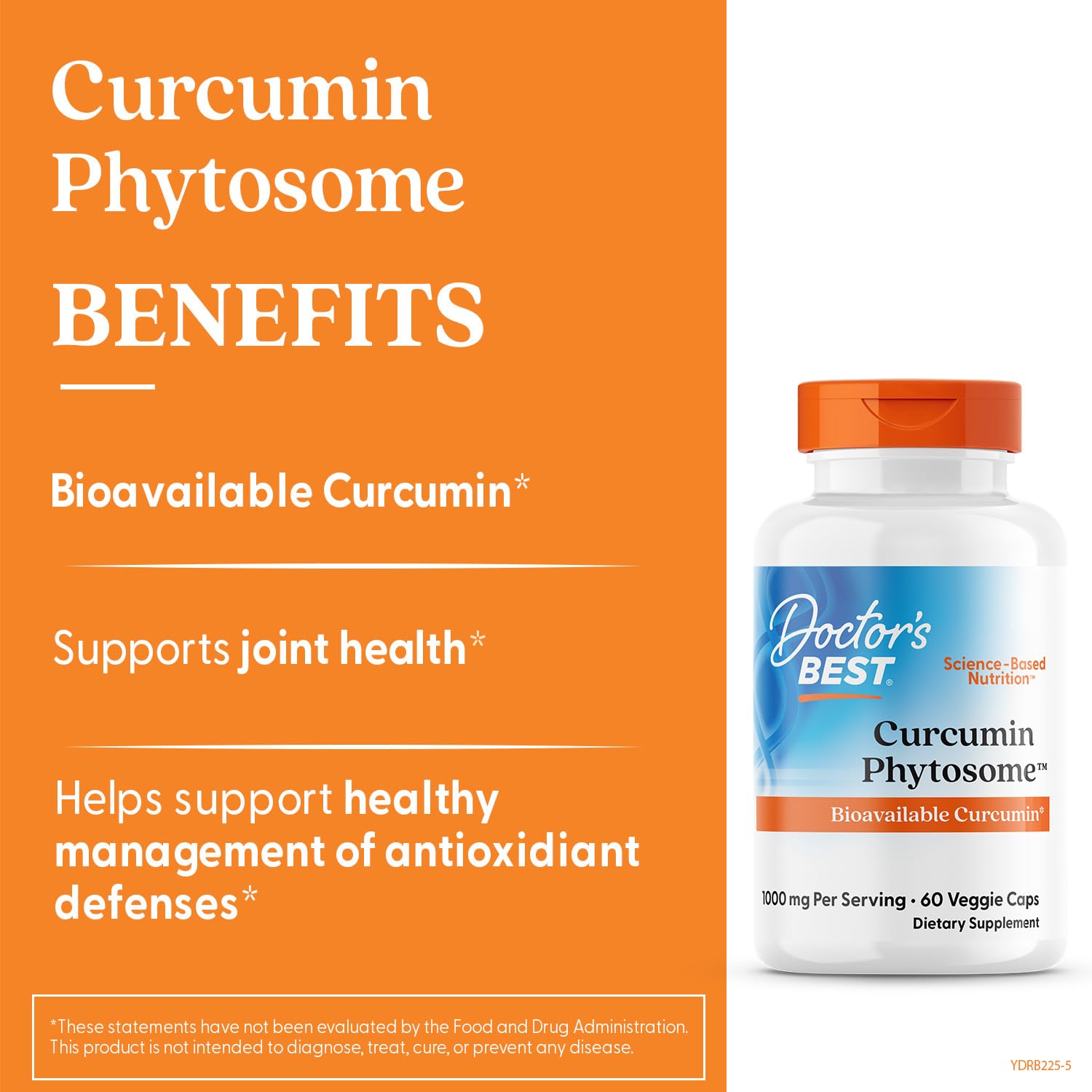 Doctor's BEST Curcumin Phytosome Supplement 1000mg side view