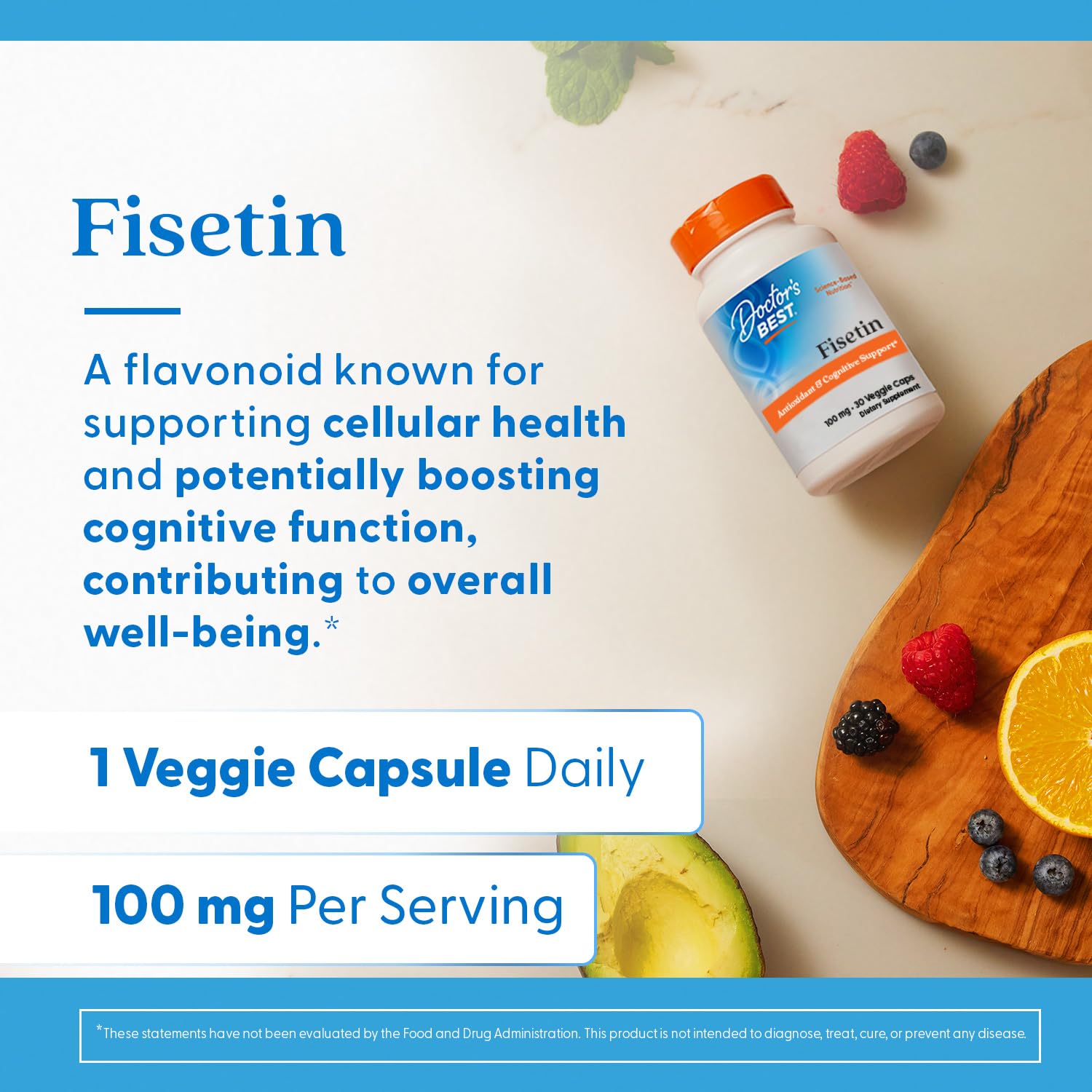 Doctor's BEST Fisetin 100mg vegetarian capsule ingredients list