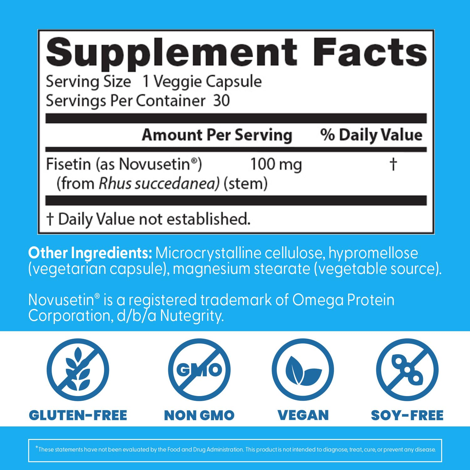 Doctor's BEST Fisetin 100mg vegetarian capsule packaging