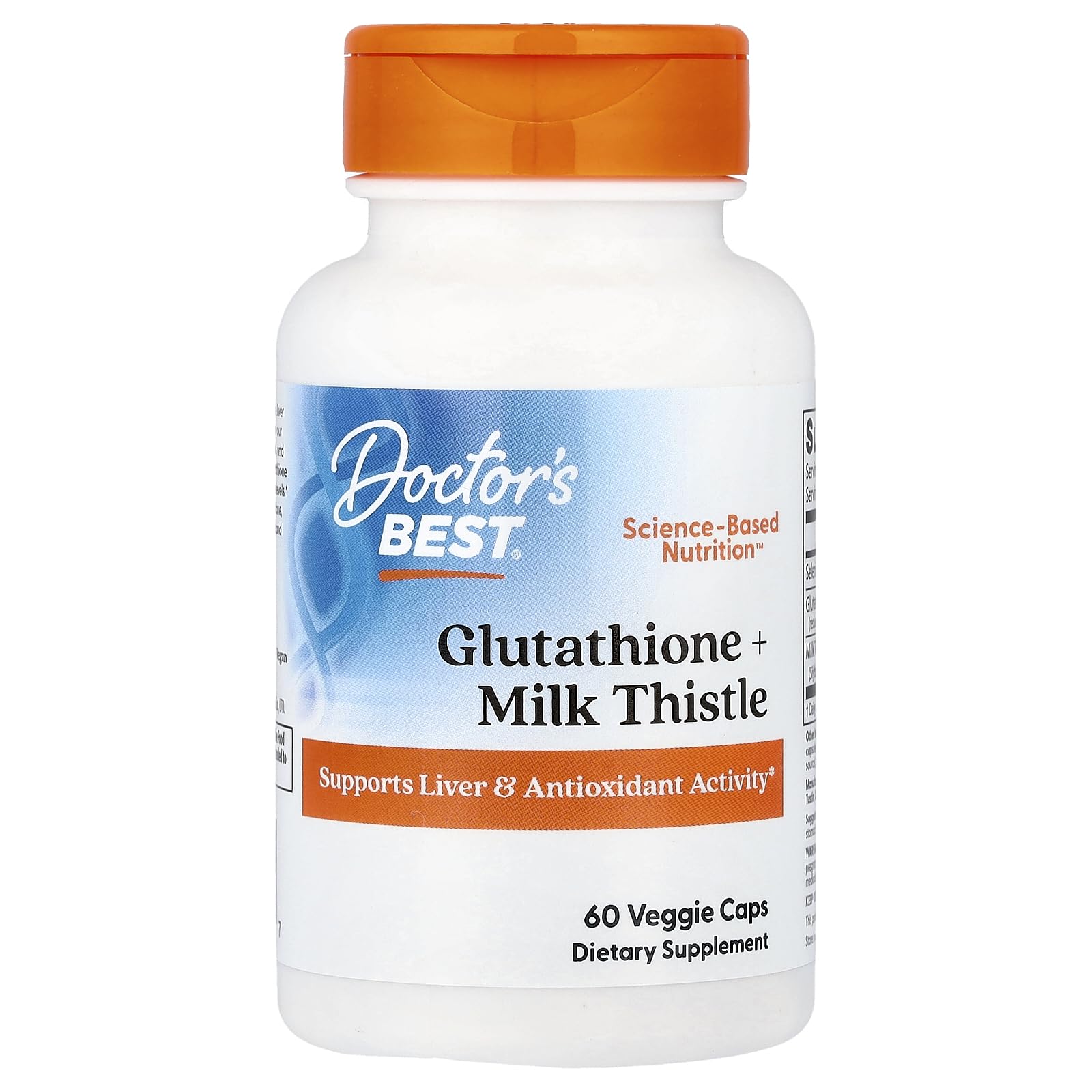 Doctor's BEST Glutathione + Milk Thistle bottle front view