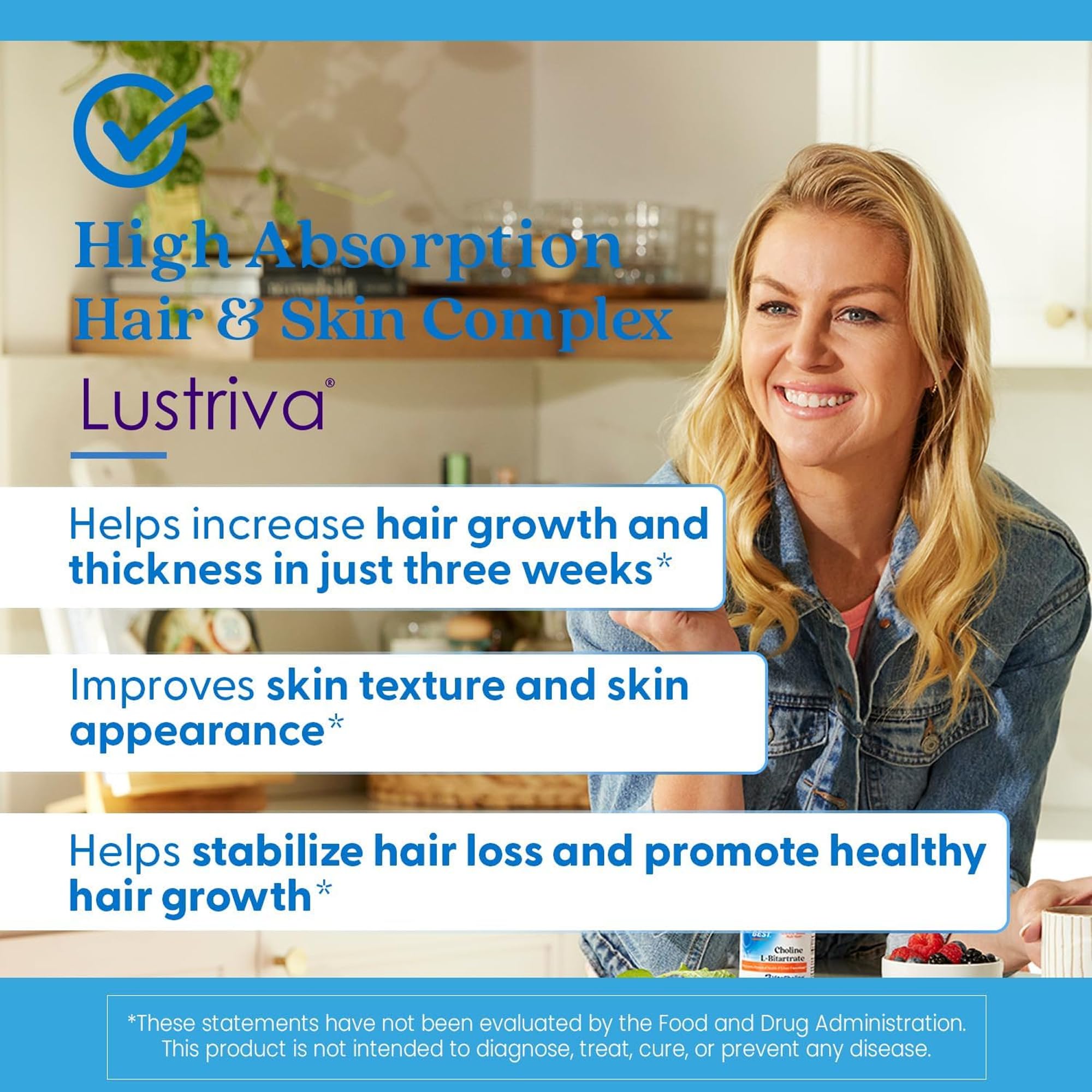Doctor's BEST Hair & Skin Complex capsules in a hand for size comparison
