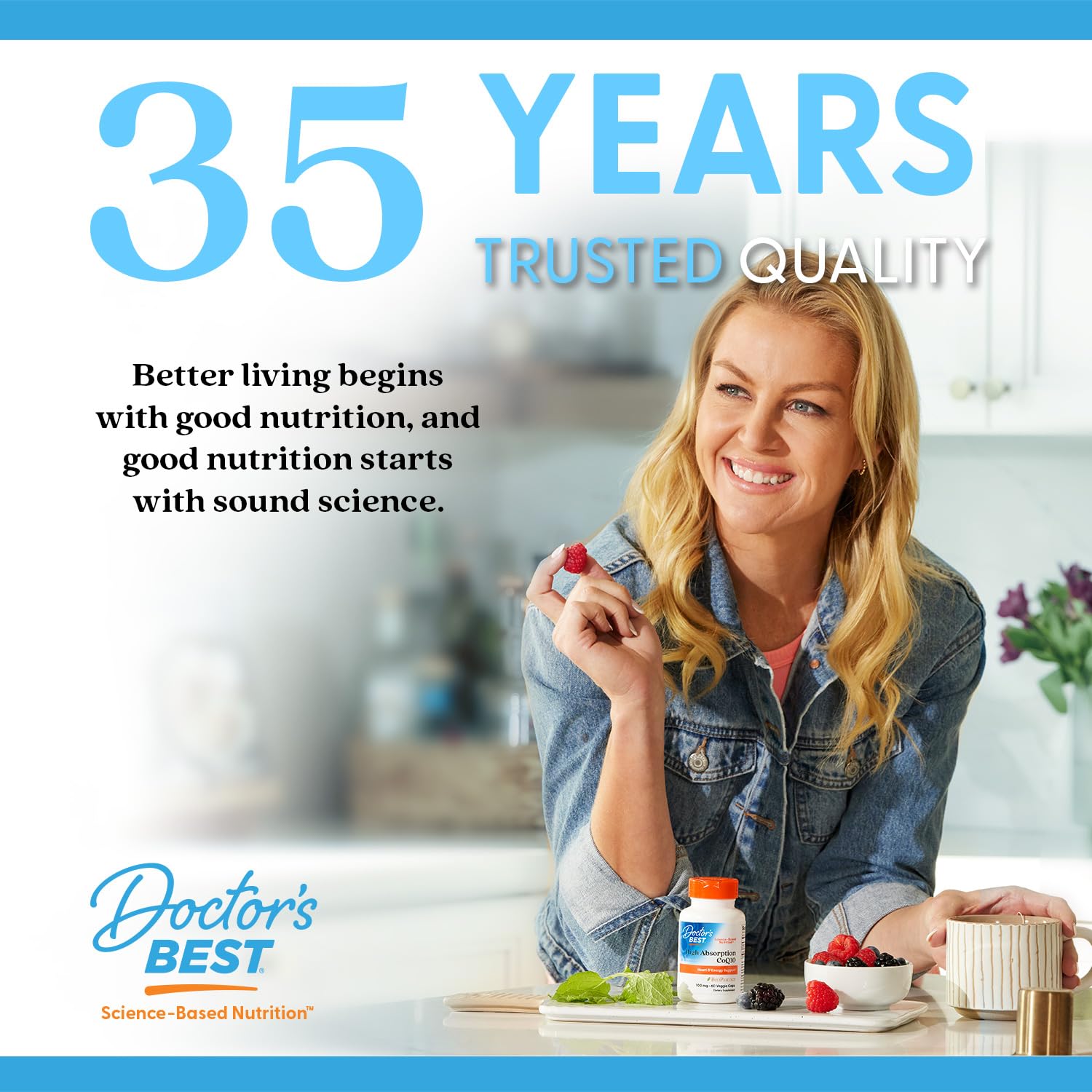 Doctor's BEST High Absorption Postbiotic Butyrate 300mg Capsules on a kitchen counter