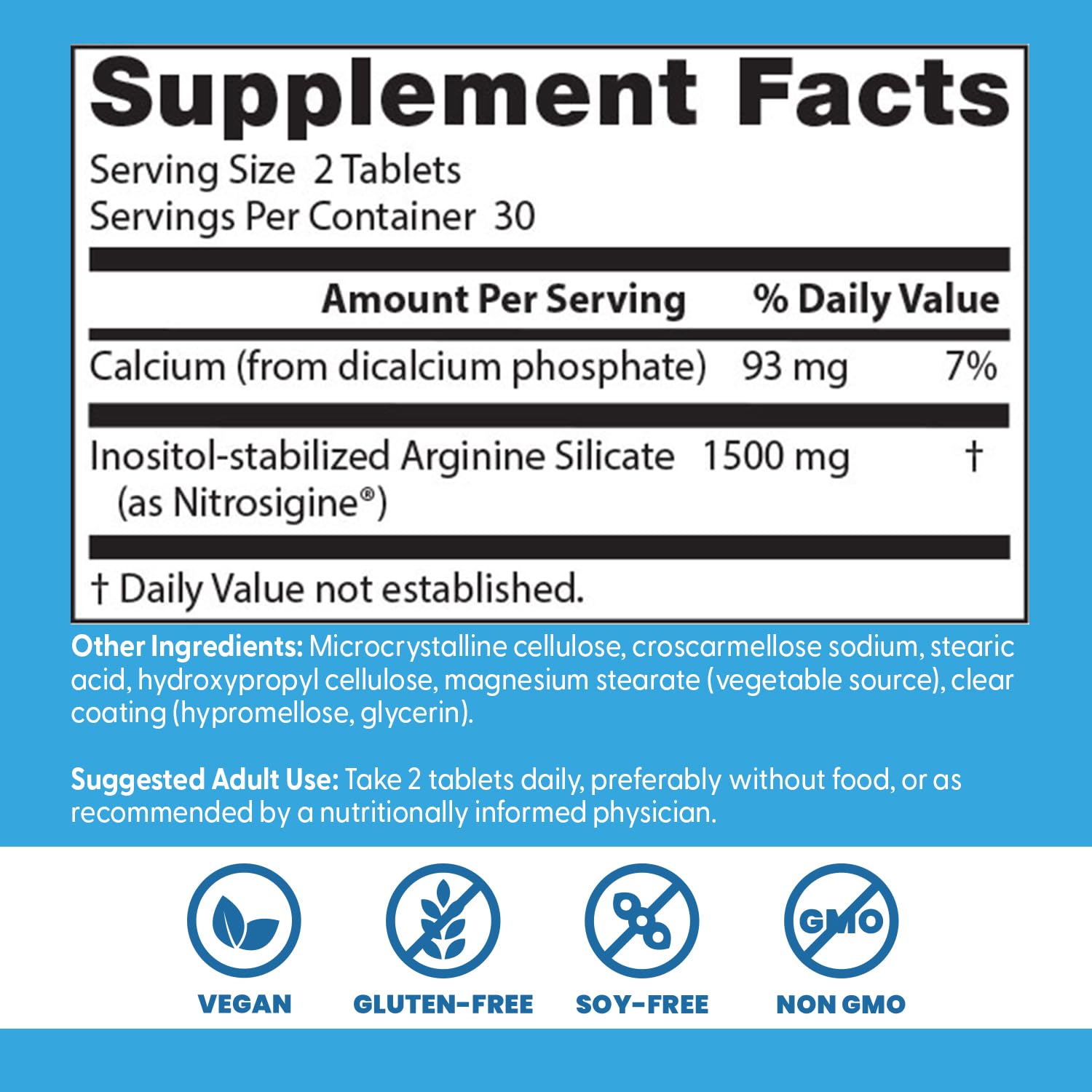 Doctor's BEST L-Arginine Nitrosigine Complex 1500mg 60 Tablets bottle with label