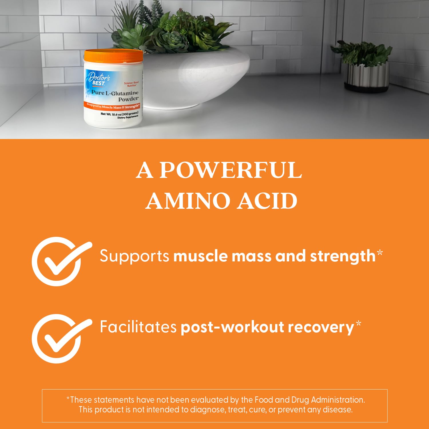 Doctor's BEST L-Glutamine Powder nutritional label