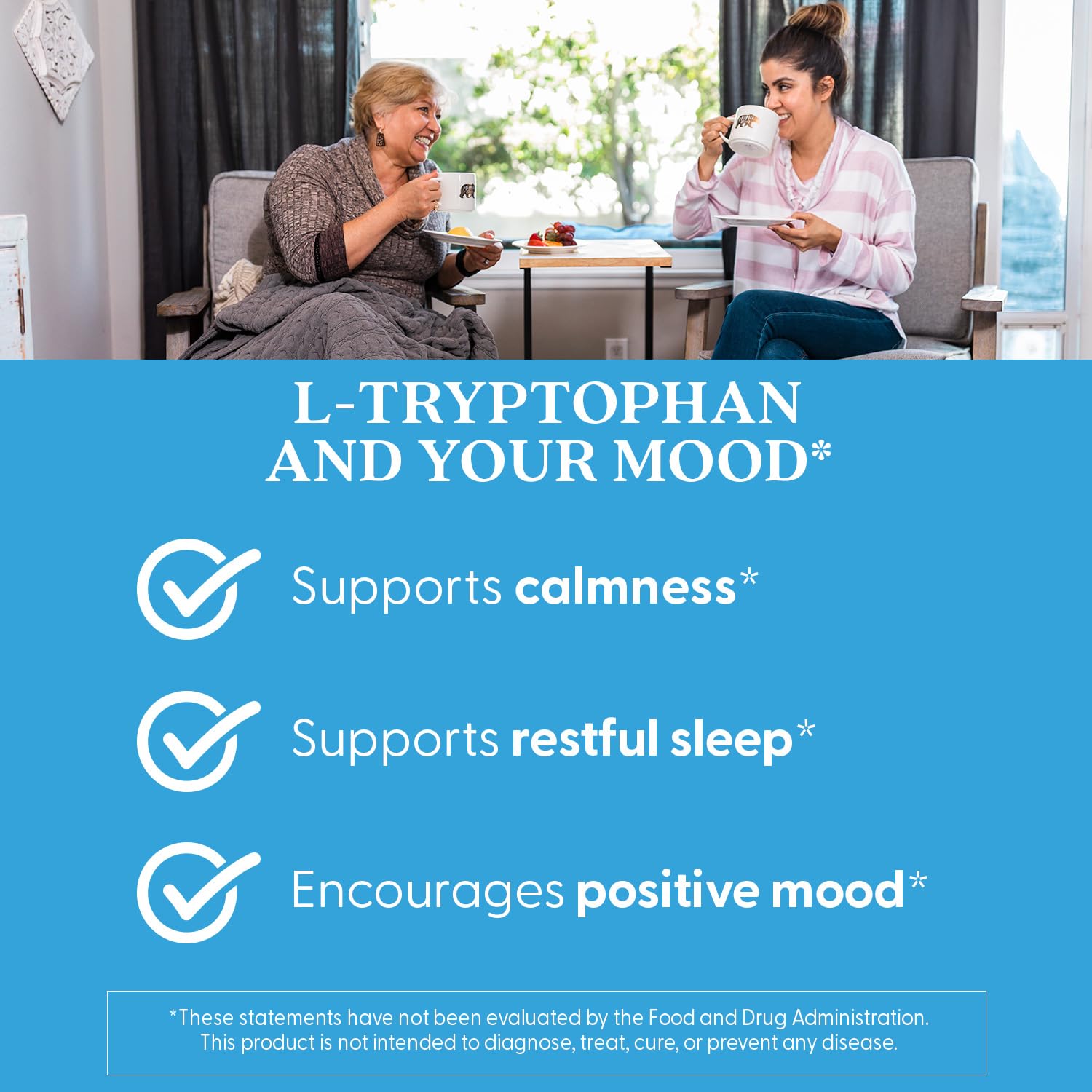 Doctor's BEST L-Tryptophan Supplement on a wooden table