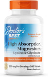 Doctor's BEST Magnesium Glycinate Lysinate Supplement 200mg front view
