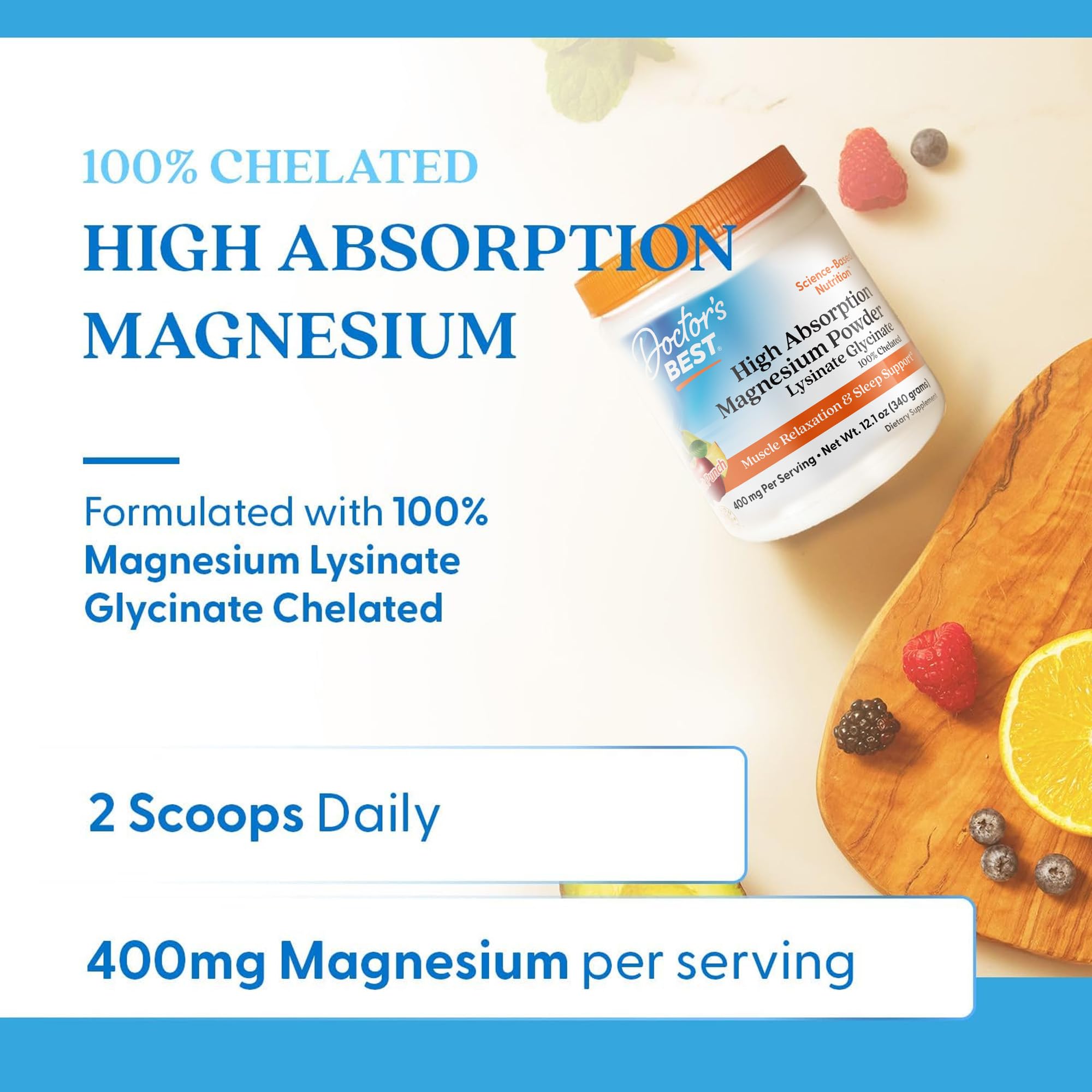 Doctor's BEST Magnesium Glycinate Powder 340g nutritional information