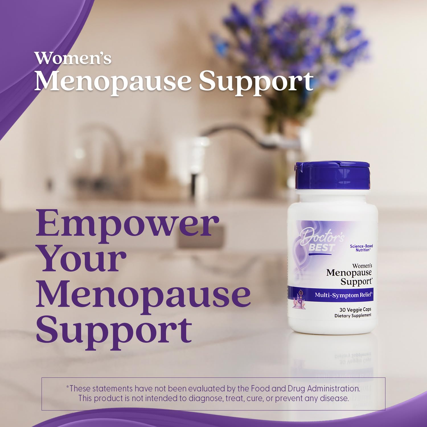 Doctor's BEST Menopause Support Supplement packaging on a table