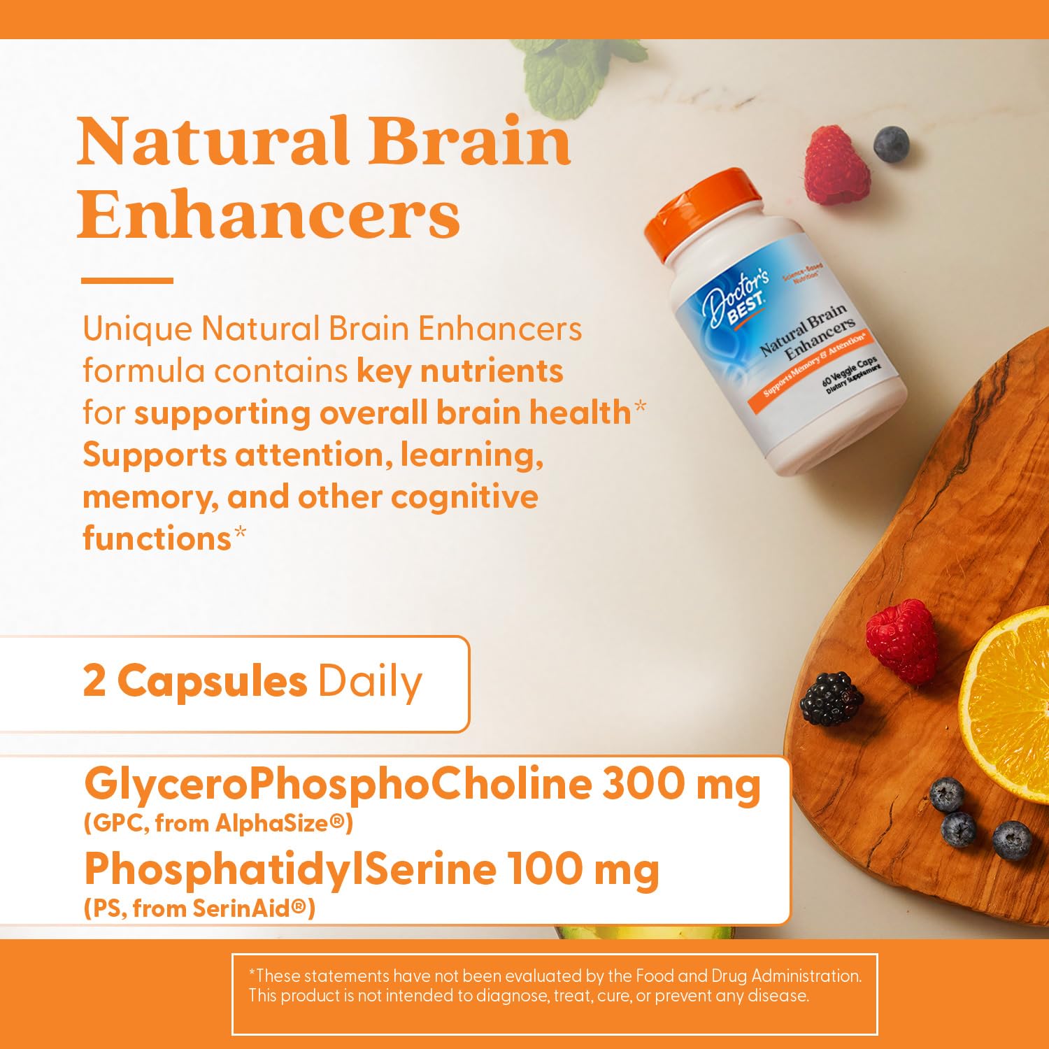 Doctor's BEST Natural Brain support Capsules side view