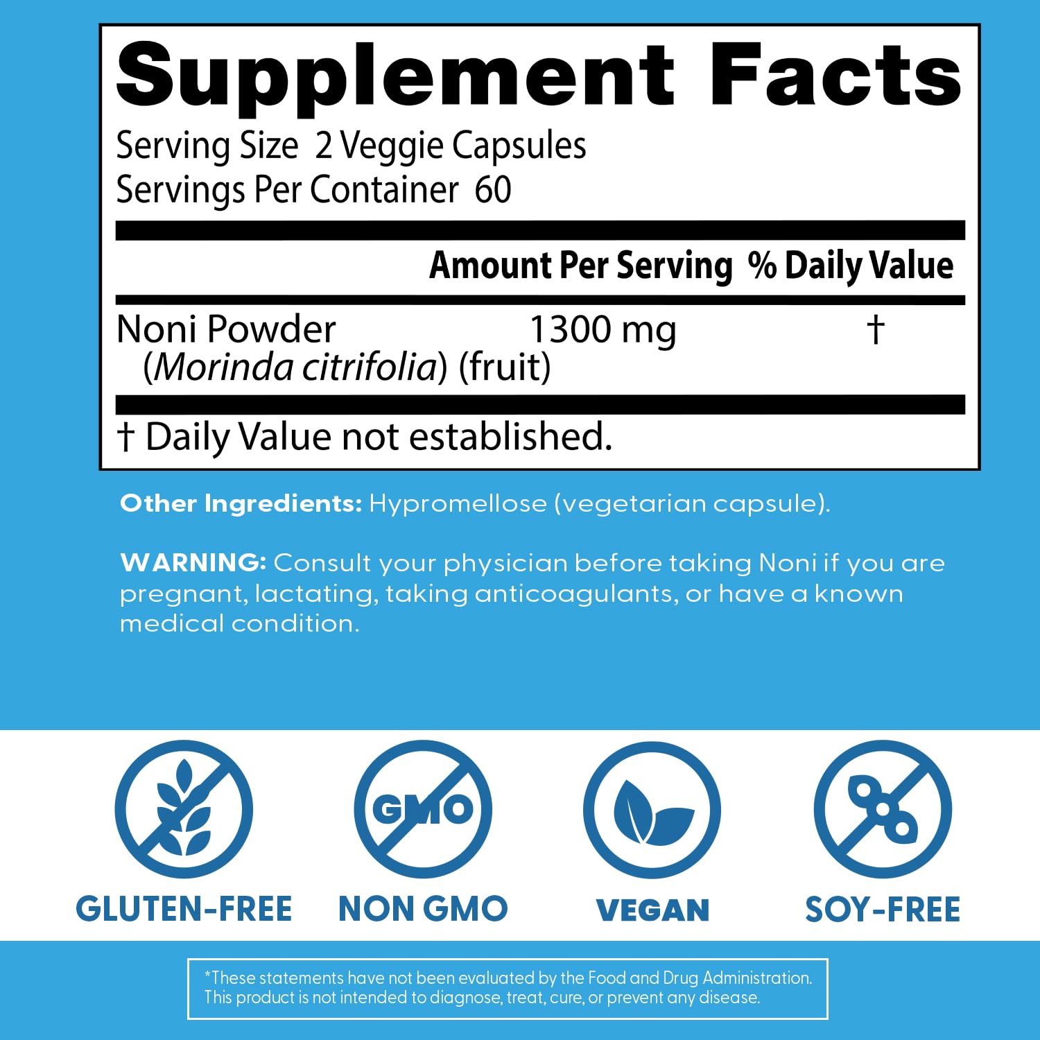 Doctor's BEST Noni Fruit Powder Capsules 1300mg serving size