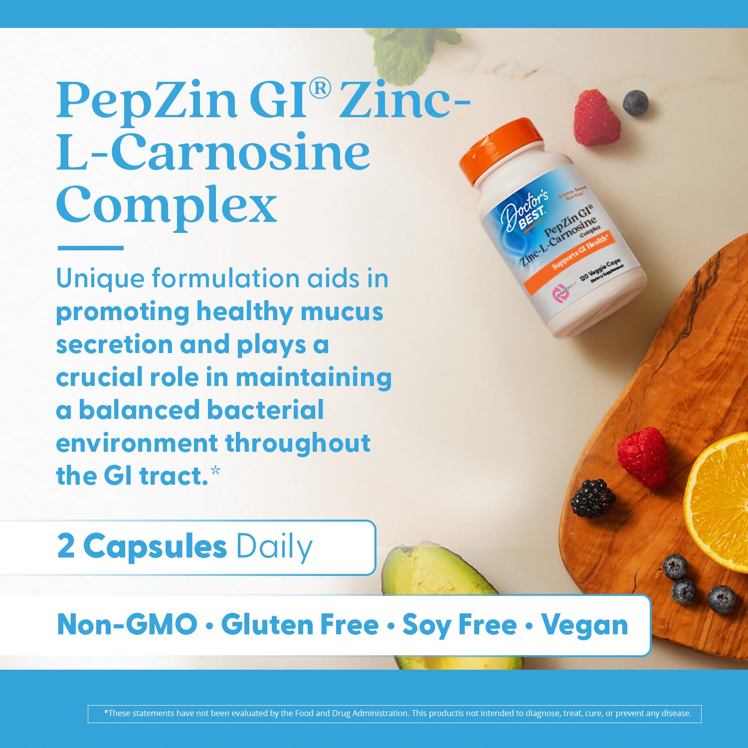 Doctor's BEST PepZin GI Zinc-L-Carnosine supplement side view
