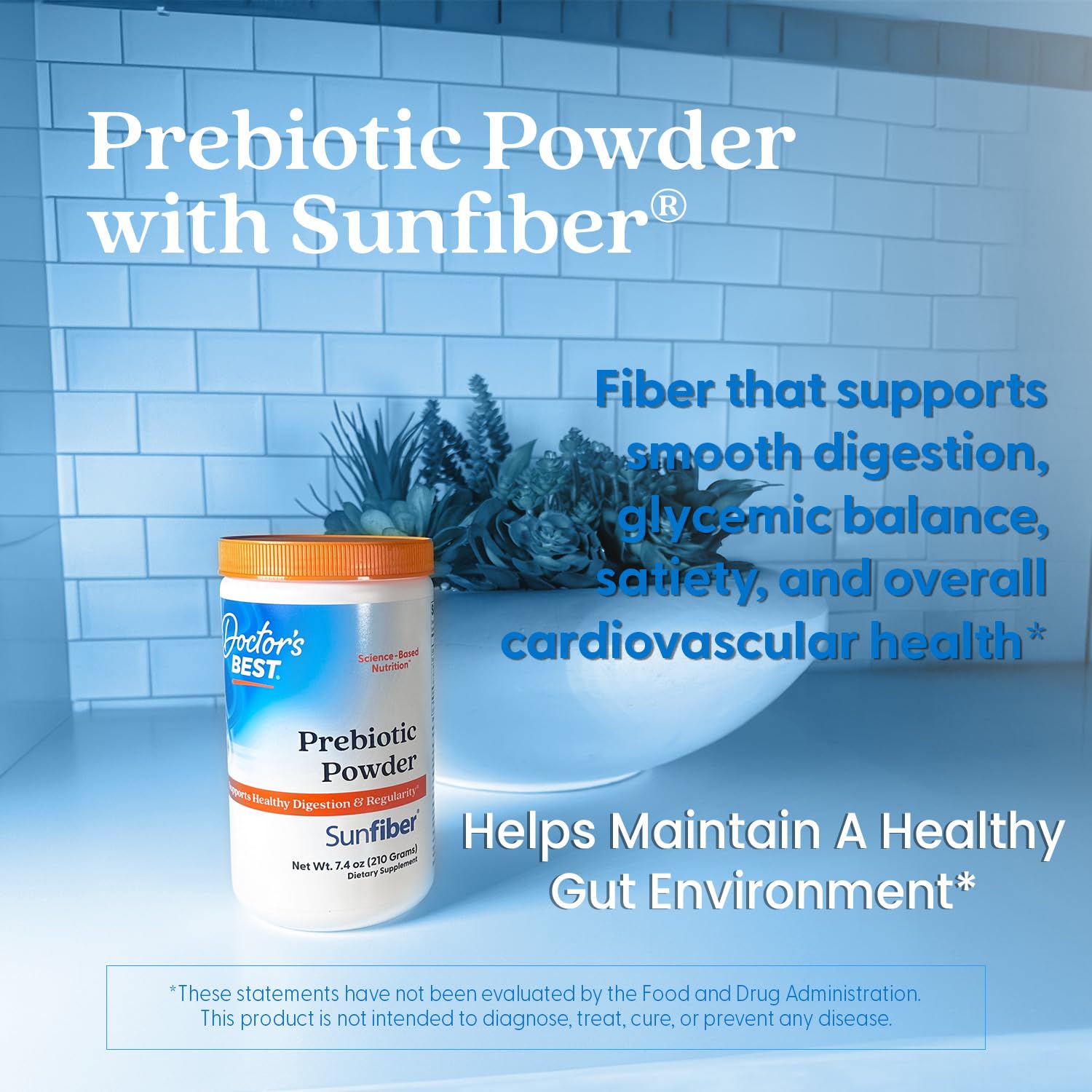 Doctor's BEST Prebiotic Powder 7g ingredients list on packaging