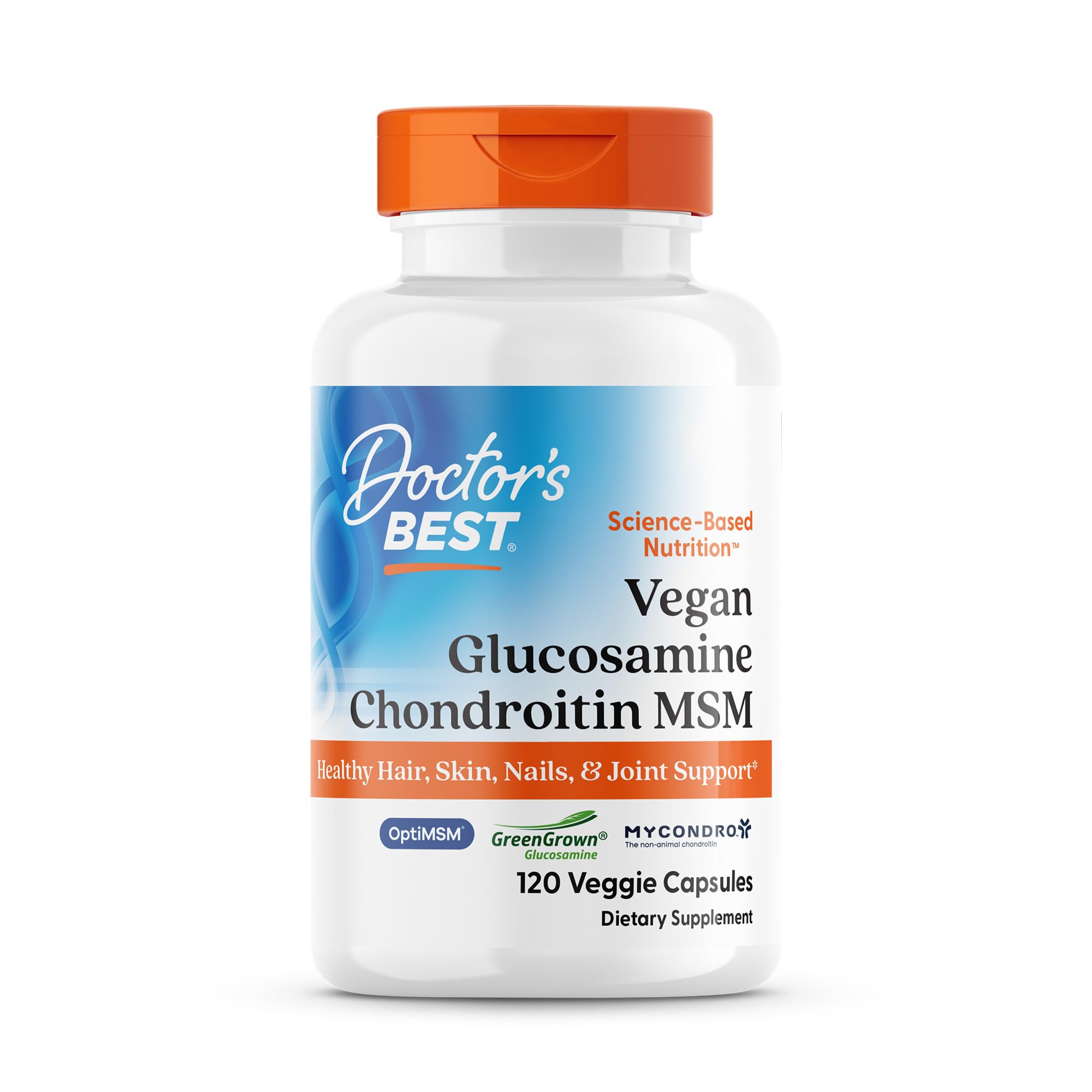 Doctor's BEST Vegan Chondroitin & Glucosamine 1500mg capsules front view